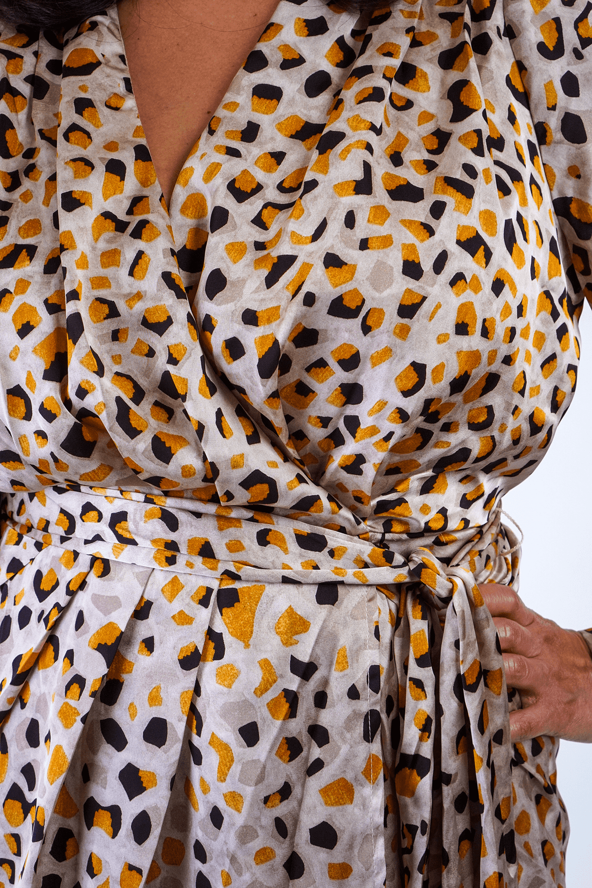 DCD DRESSES Cheetah Print Faux Wrap Dress