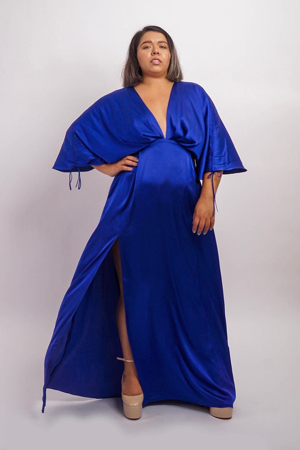 DCD DRESSES Cobalt Satin Kasumi Maxi Dress