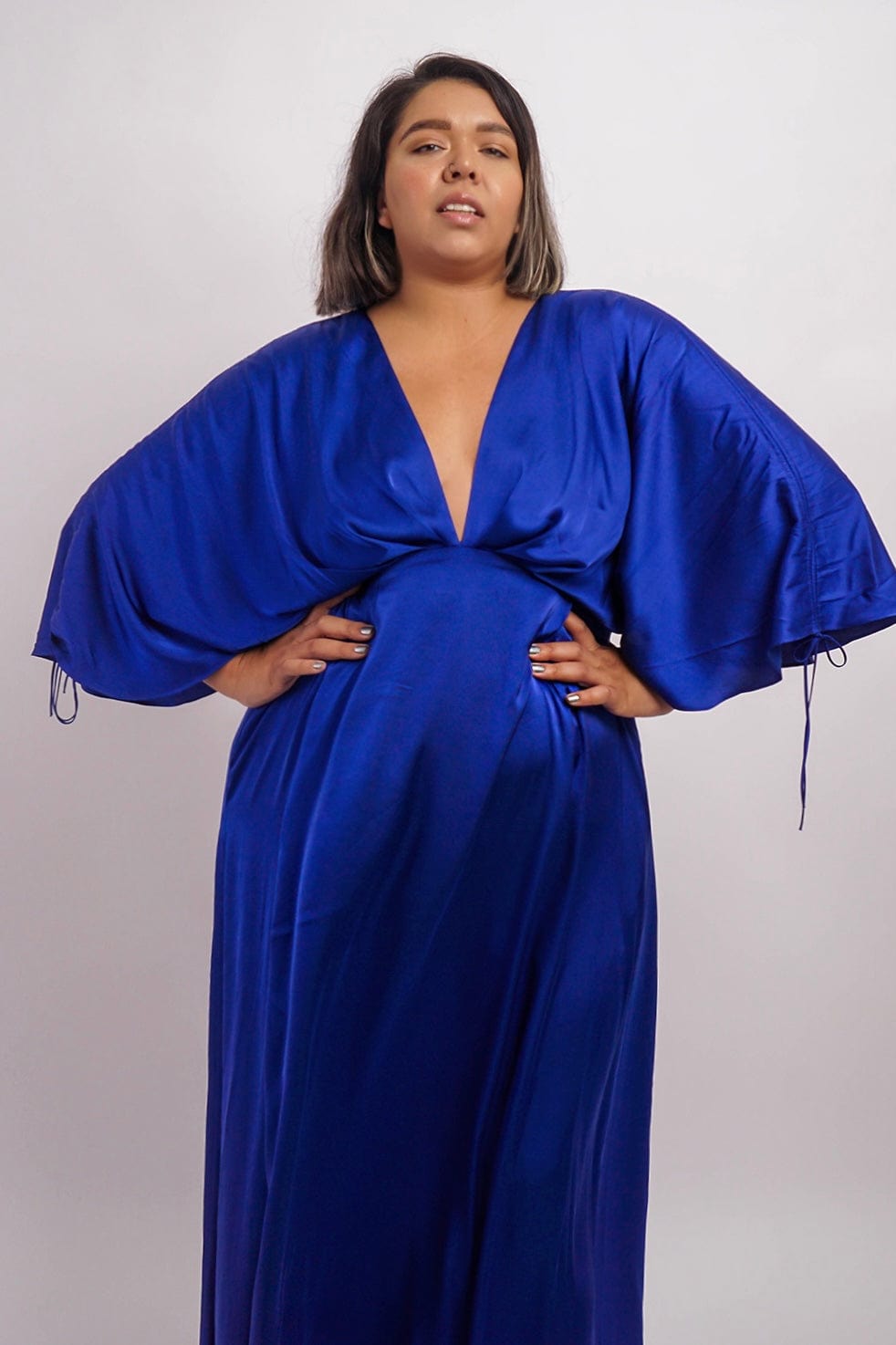 DCD DRESSES Cobalt Satin Kasumi Maxi Dress