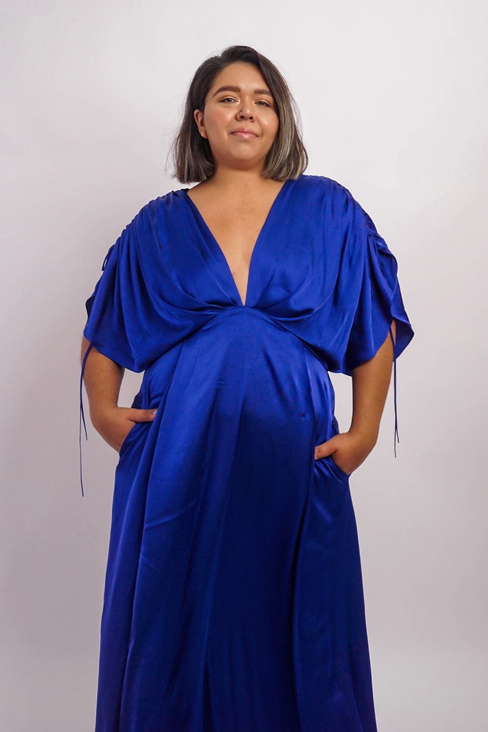 DCD DRESSES Cobalt Satin Kasumi Maxi Dress