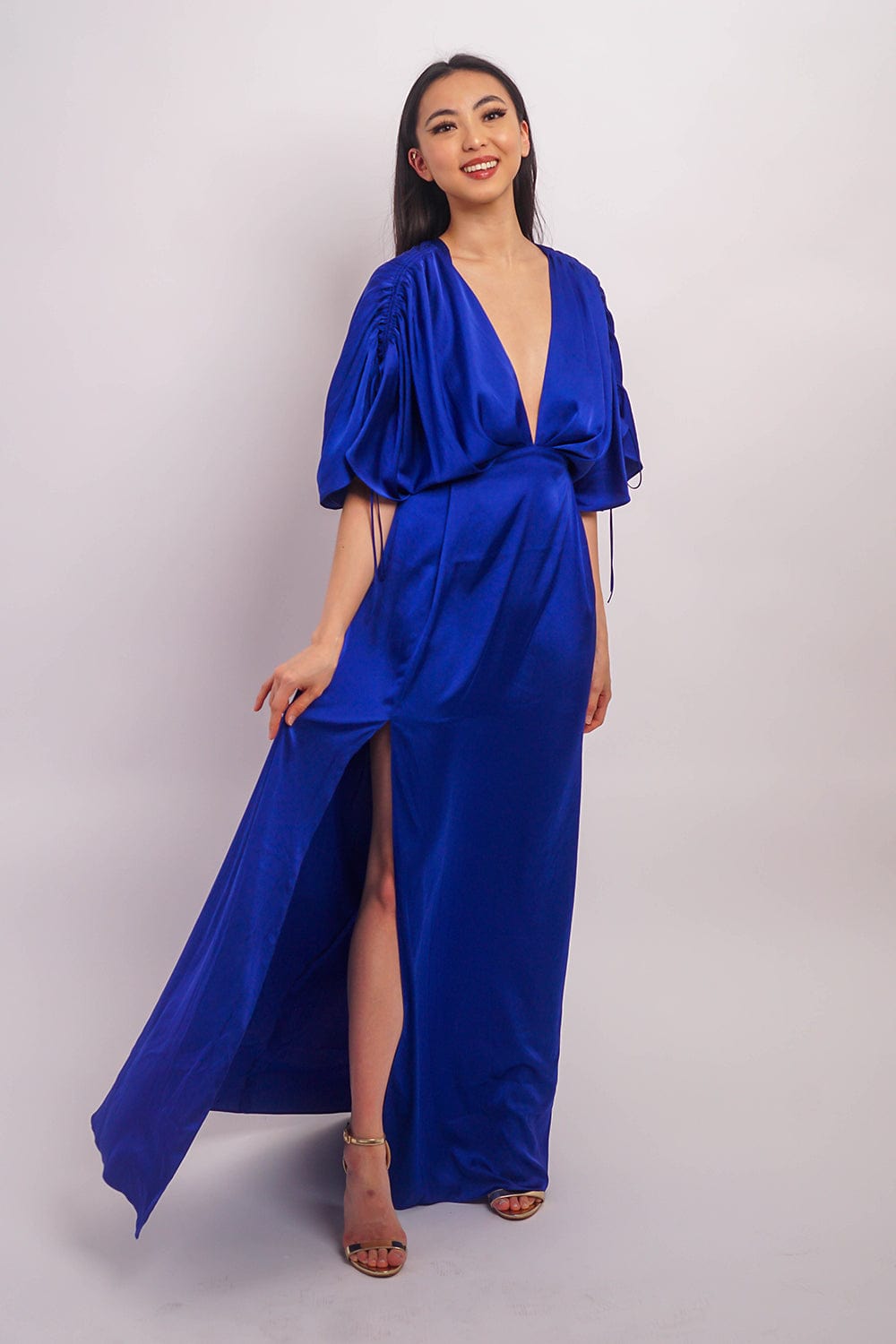 DCD DRESSES Cobalt Satin Kasumi Maxi Dress