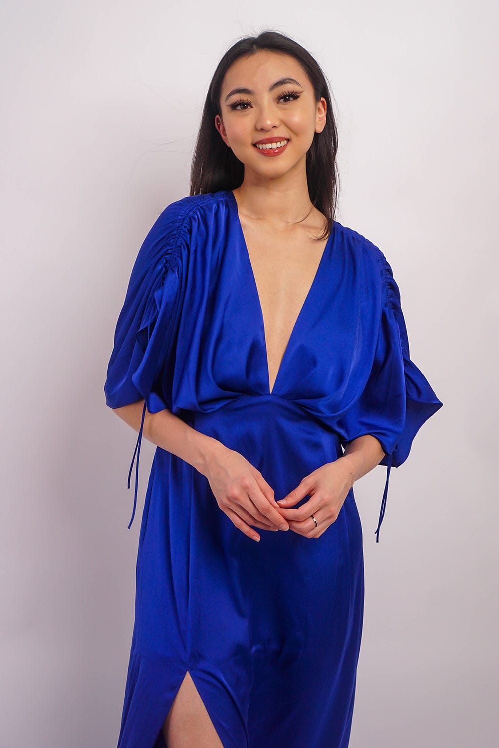 DCD DRESSES Cobalt Satin Kasumi Maxi Dress