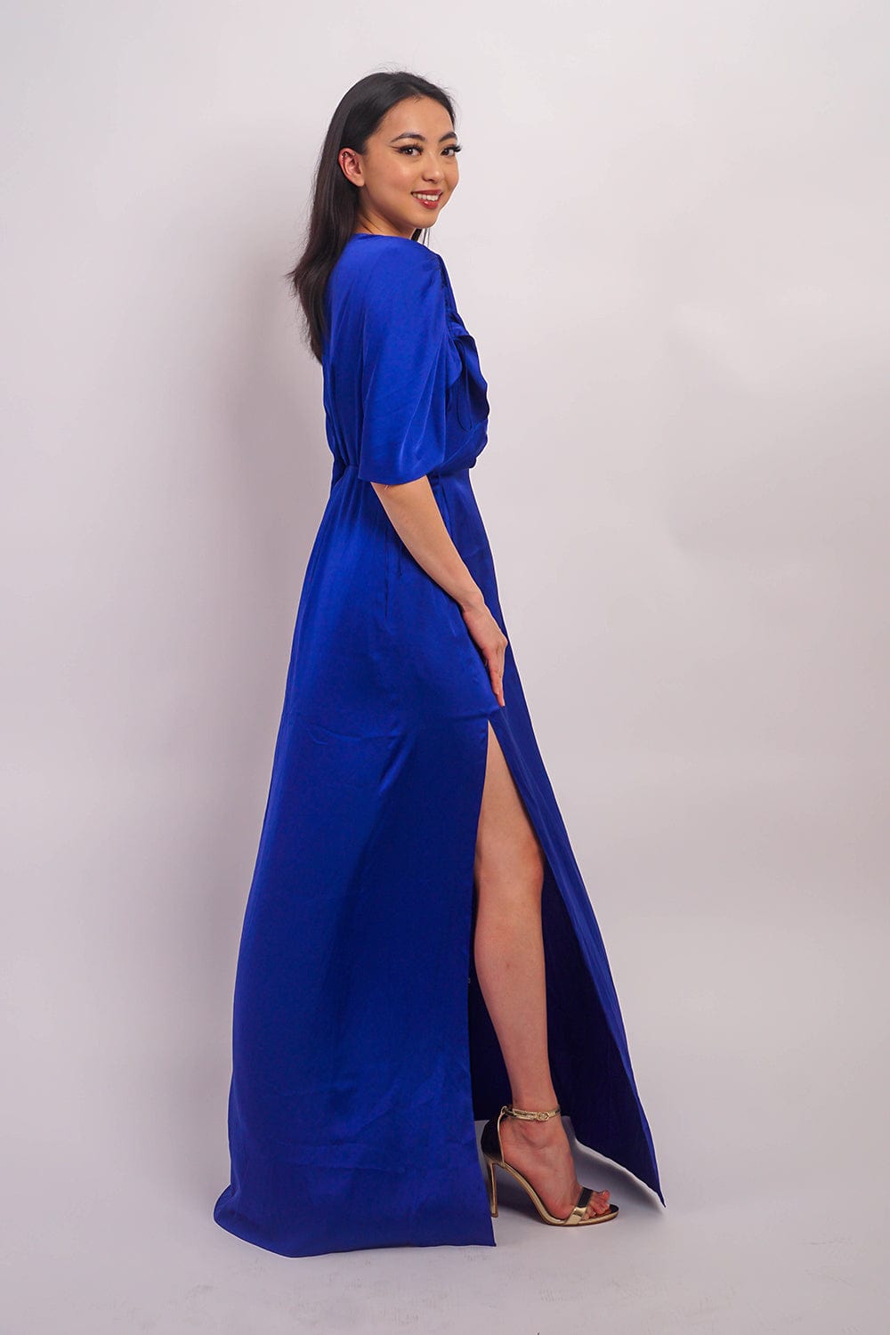 DCD DRESSES Cobalt Satin Kasumi Maxi Dress