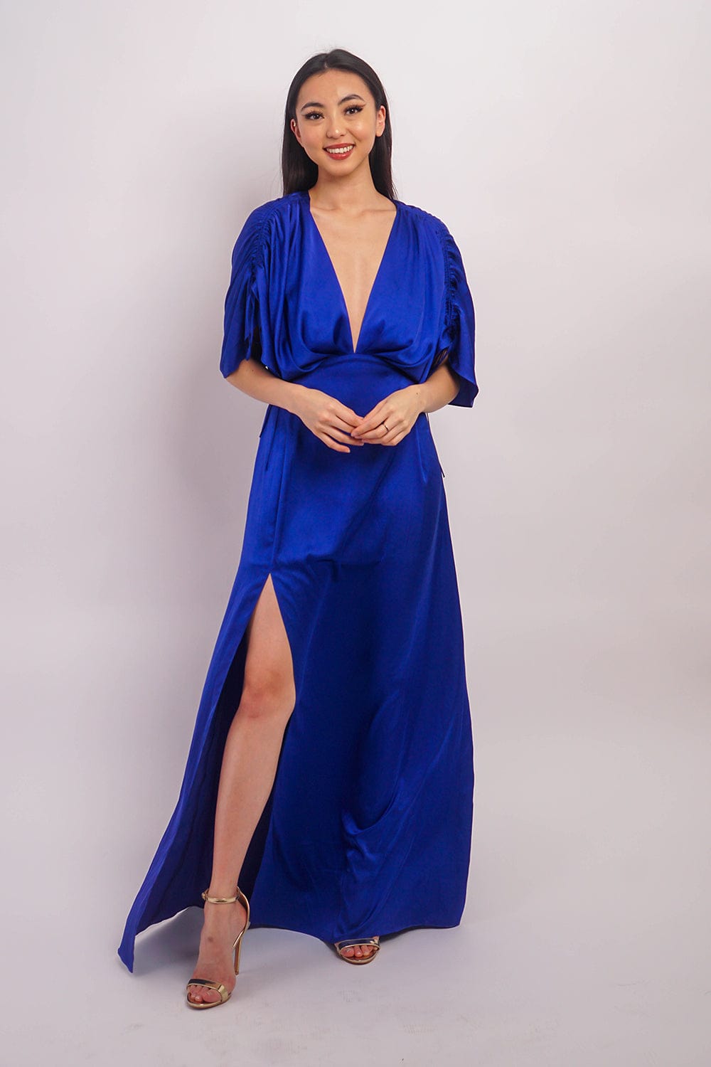 DCD DRESSES Cobalt Satin Kasumi Maxi Dress