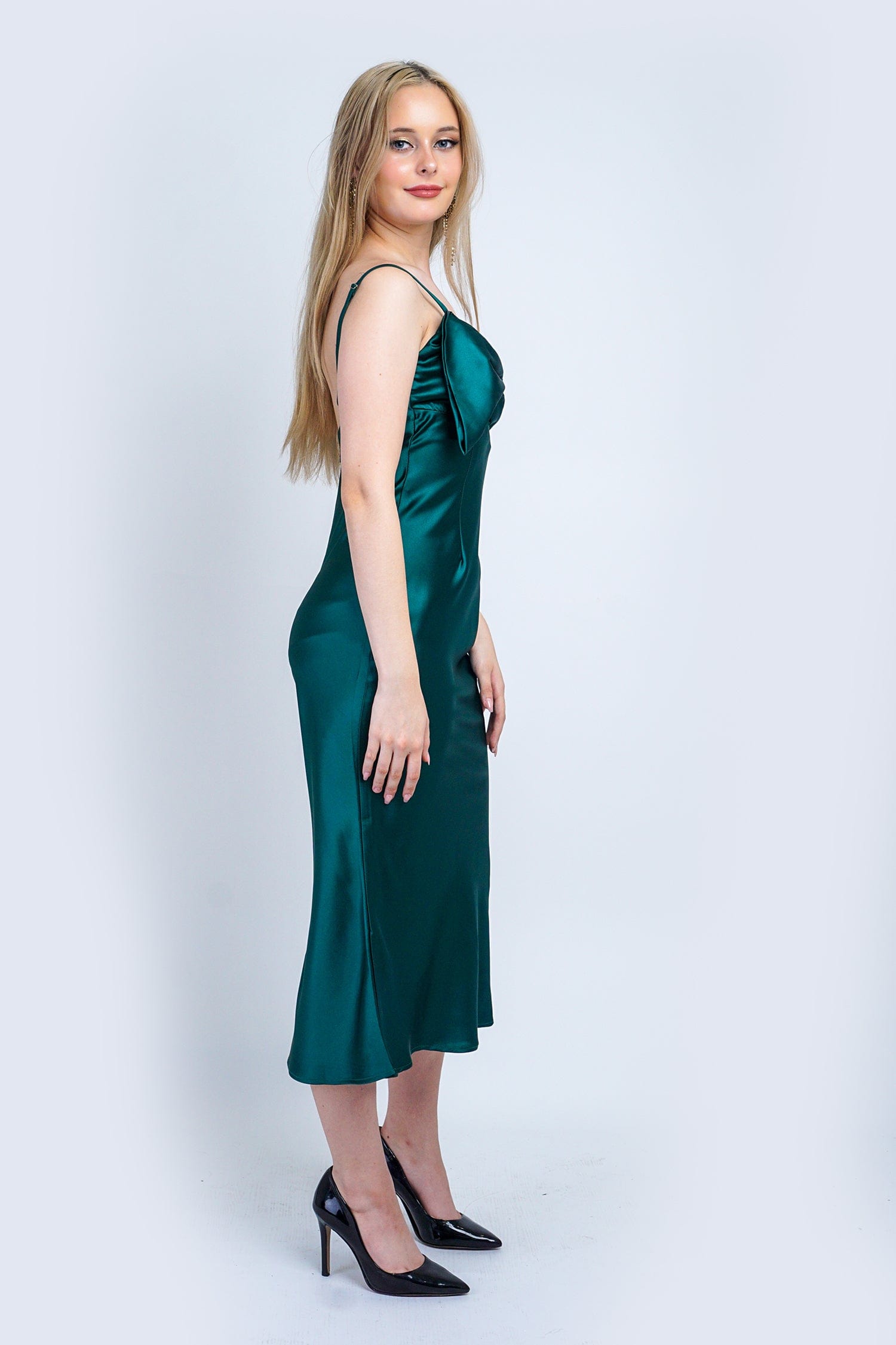 DCD DRESSES Emerald Bow Bias Maxi Dress