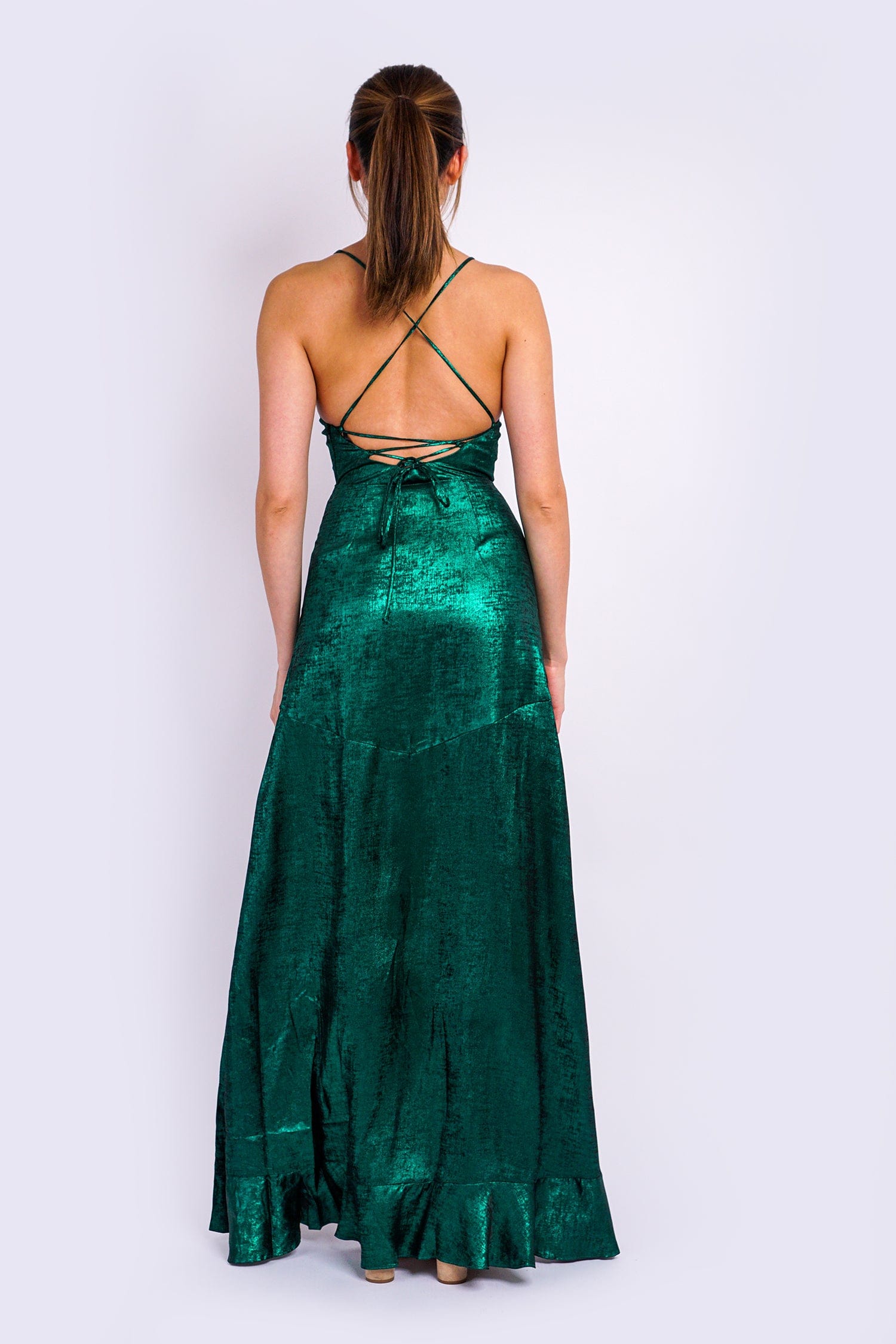 DCD DRESSES Emerald Ruffle Detail Maxi Dress