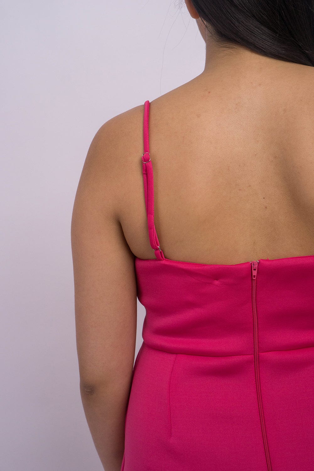 DCD DRESSES Fuchsia Cut Out Front Scuba Midi Dress