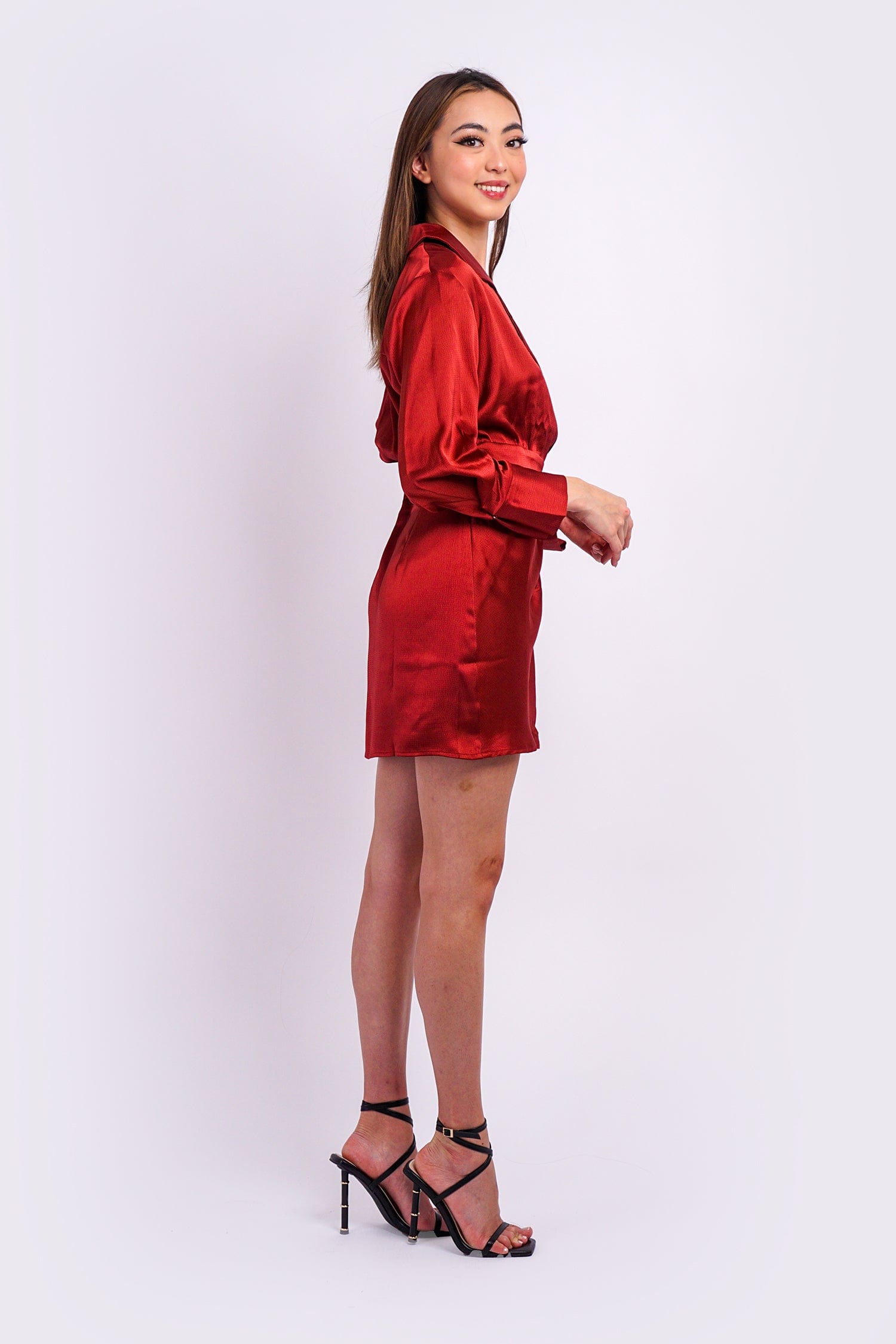 DCD DRESSES Garnet Tailor Lapel Drape Wrap Dress