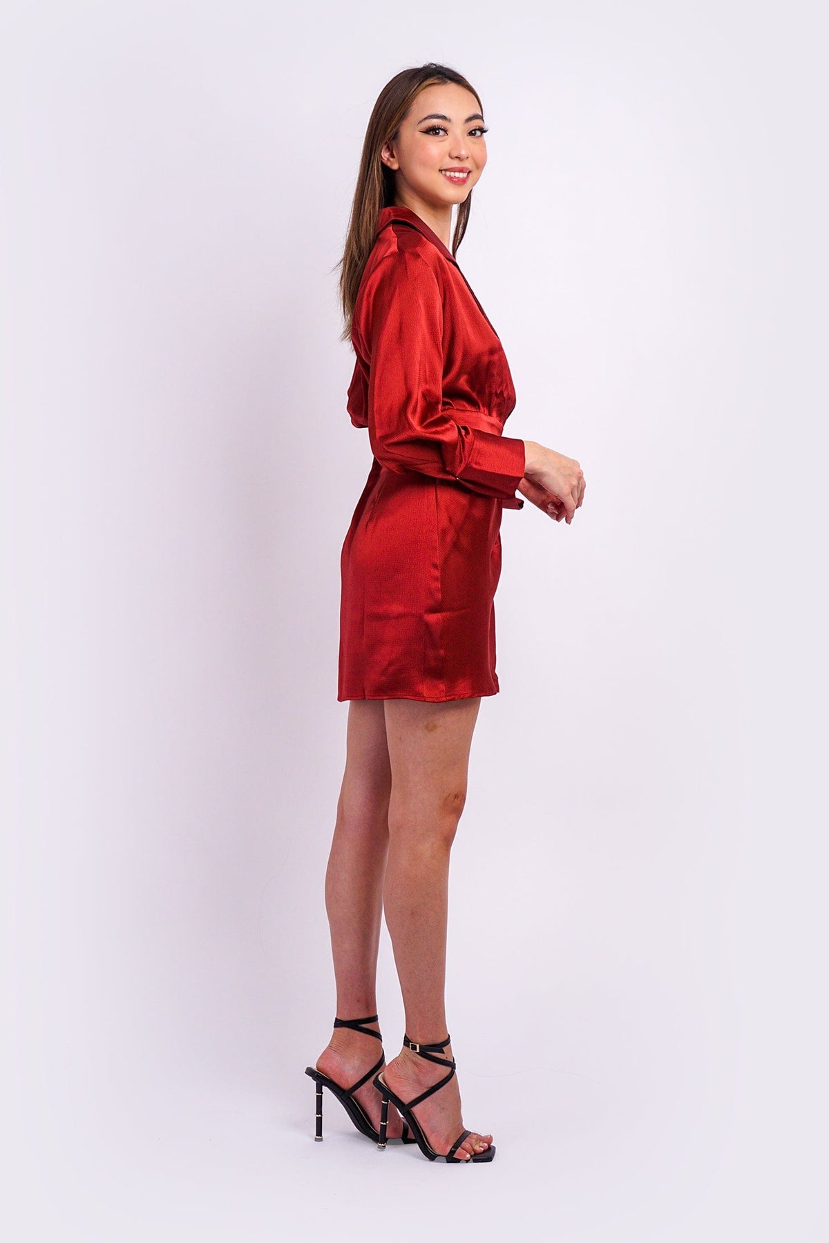 DCD DRESSES Garnet Tailor Lapel Drape Wrap Dress