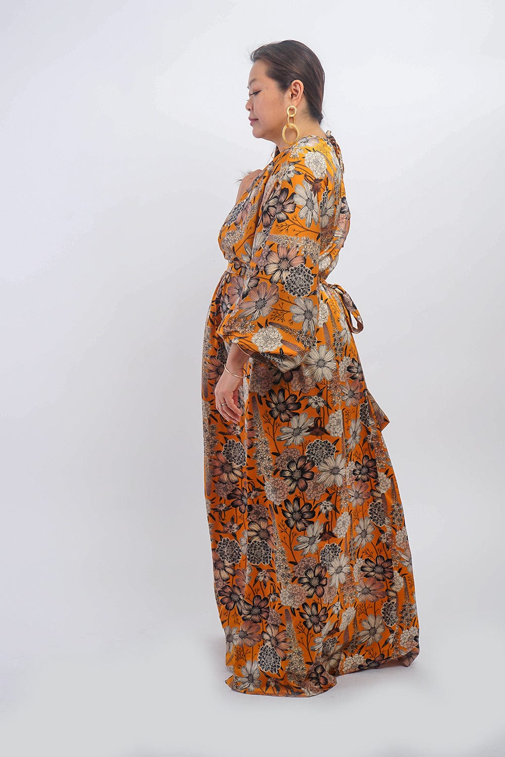 DCD DRESSES Gold/Multi V Dolman Slv Maxi Dress
