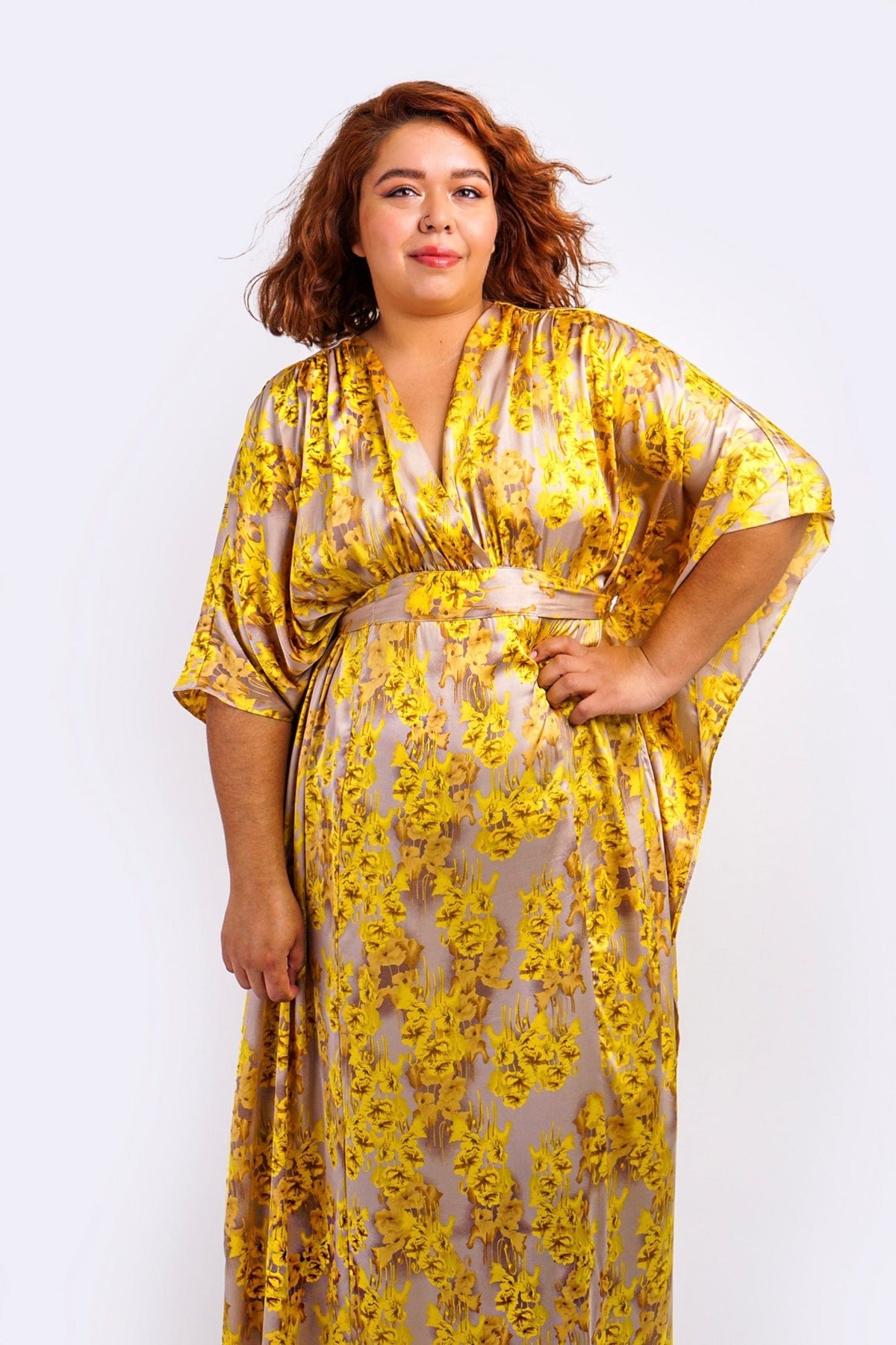 DCD DRESSES Golden Yellow Kimono Maxi Dress