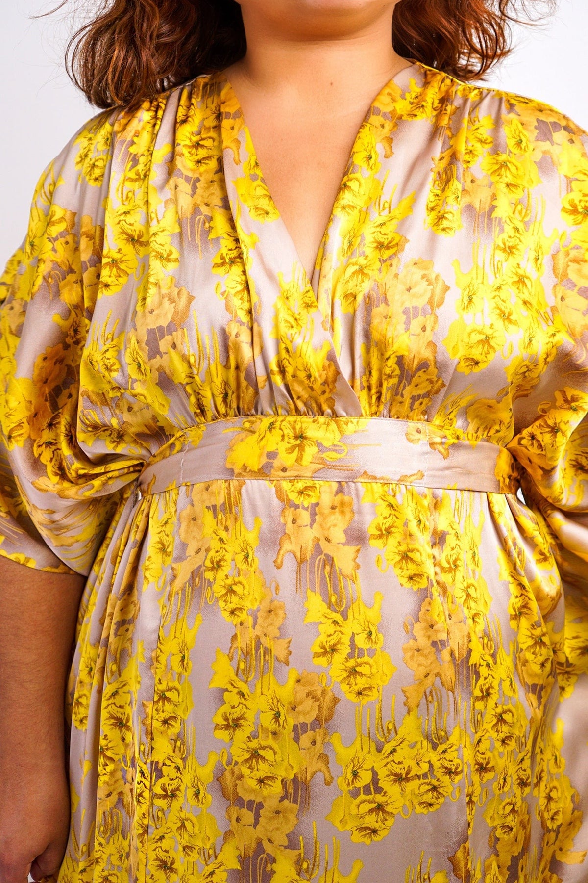 DCD DRESSES Golden Yellow Kimono Maxi Dress