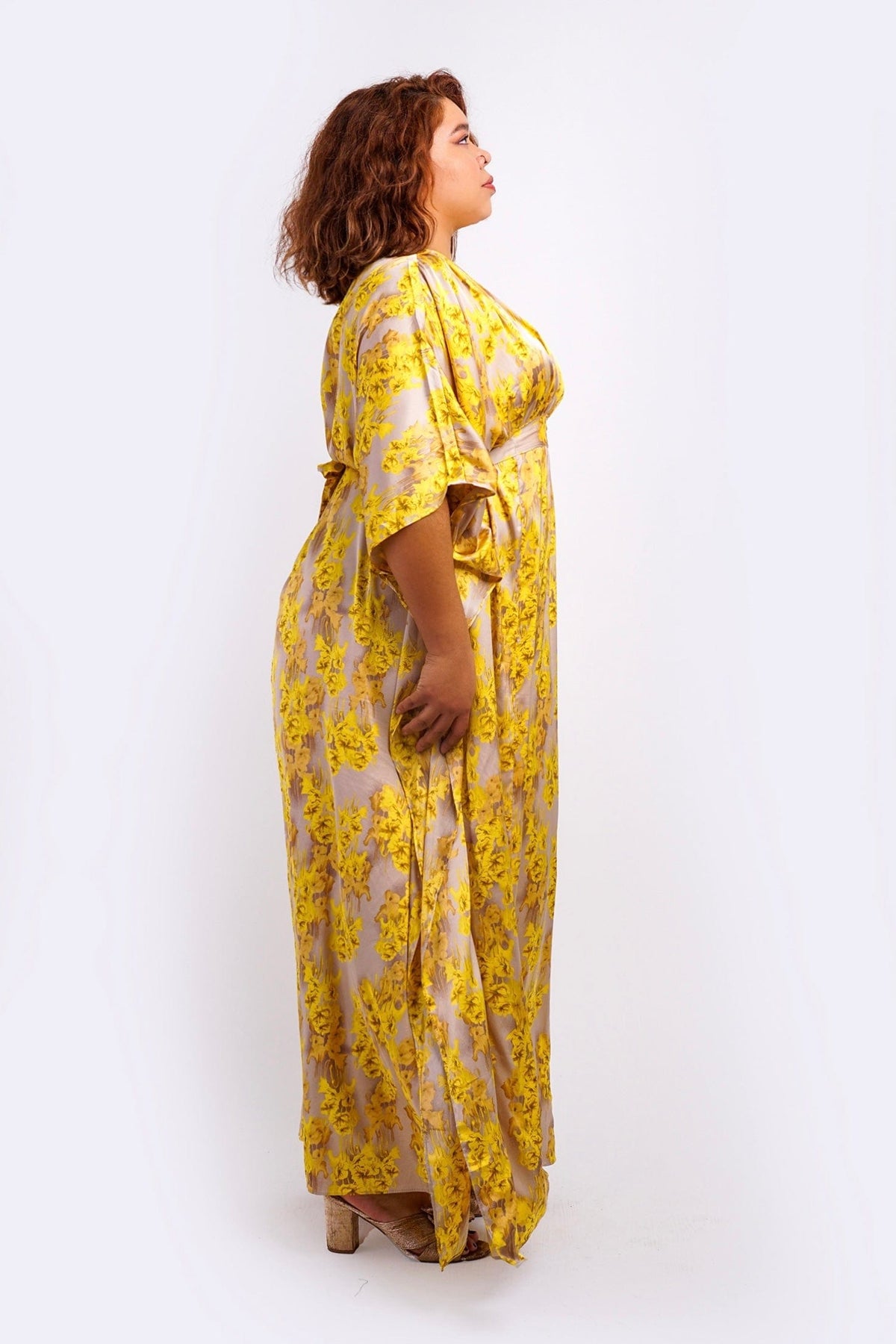 DCD DRESSES Golden Yellow Kimono Maxi Dress