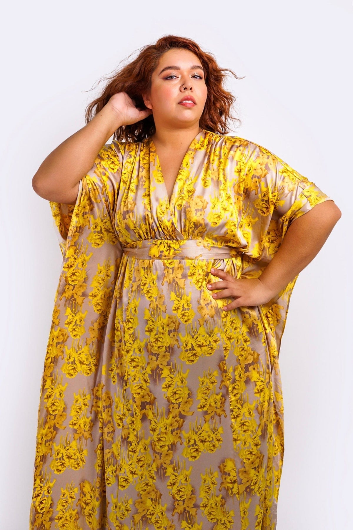 DCD DRESSES Golden Yellow Kimono Maxi Dress