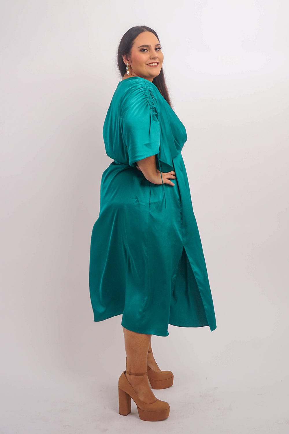 Chloe Dao DRESSES Hunter Green Satin Kasumi Midi Dress