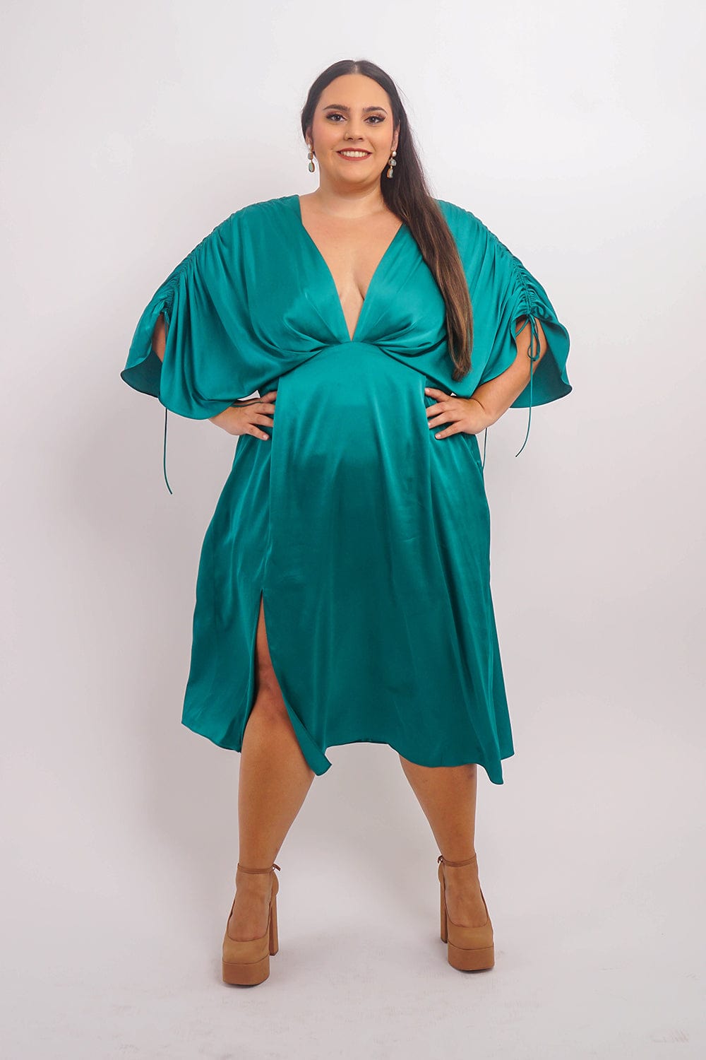 Chloe Dao DRESSES Hunter Green Satin Kasumi Midi Dress