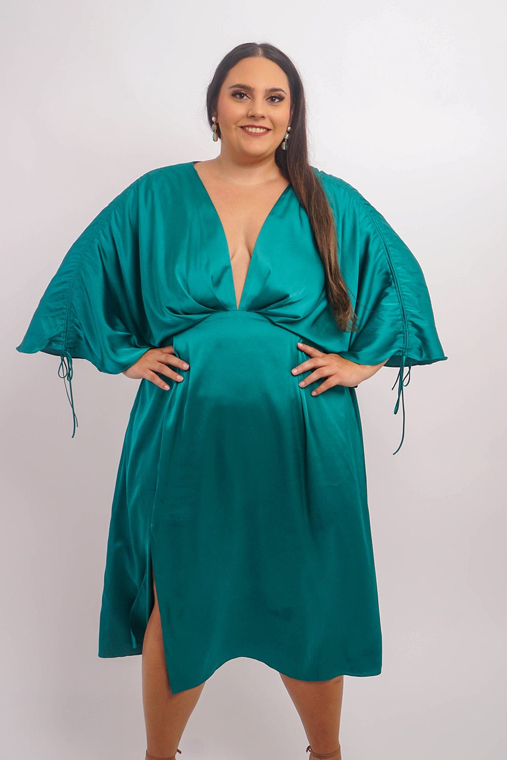 Chloe Dao DRESSES Hunter Green Satin Kasumi Midi Dress