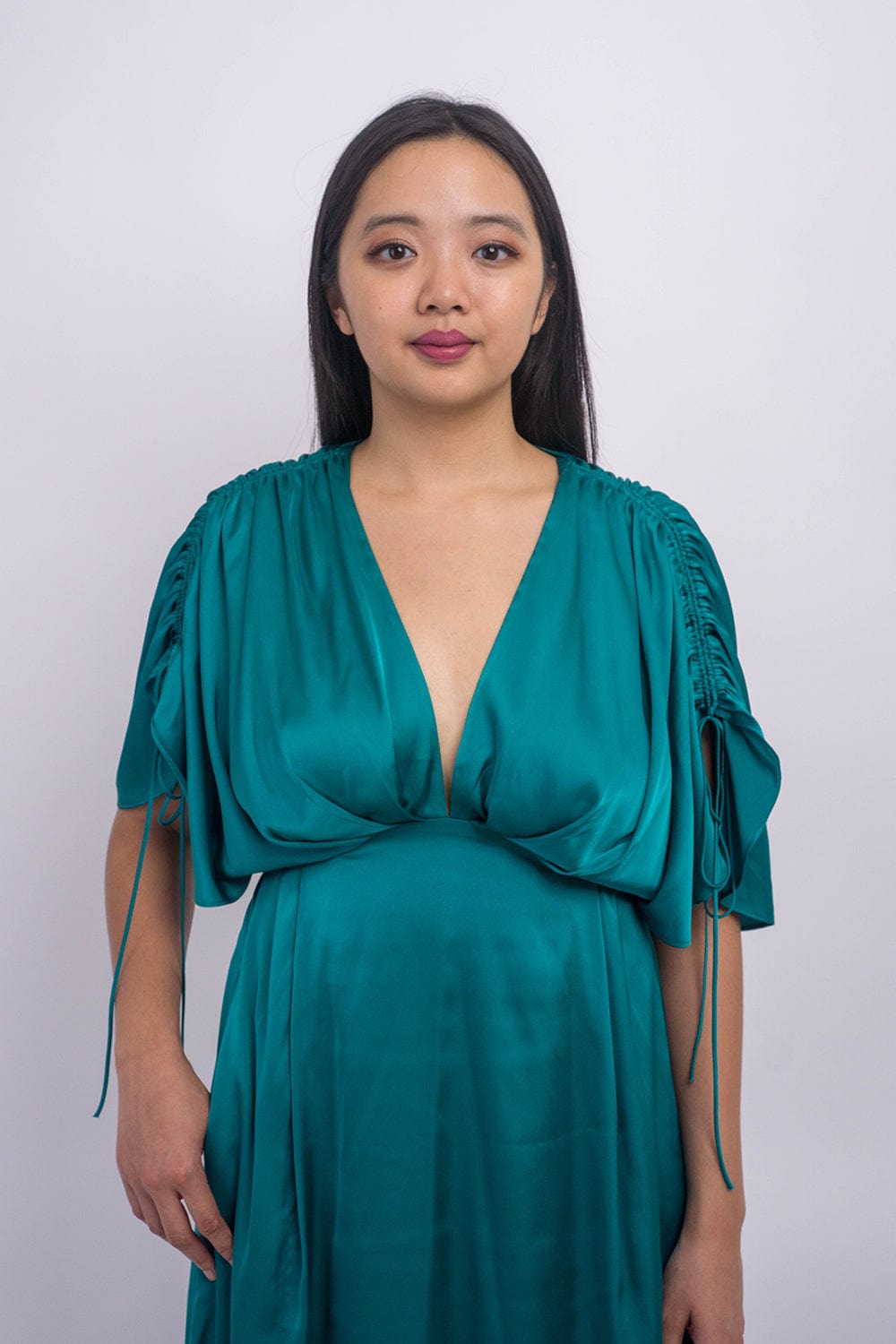 Chloe Dao DRESSES Hunter Green Satin Kasumi Midi Dress