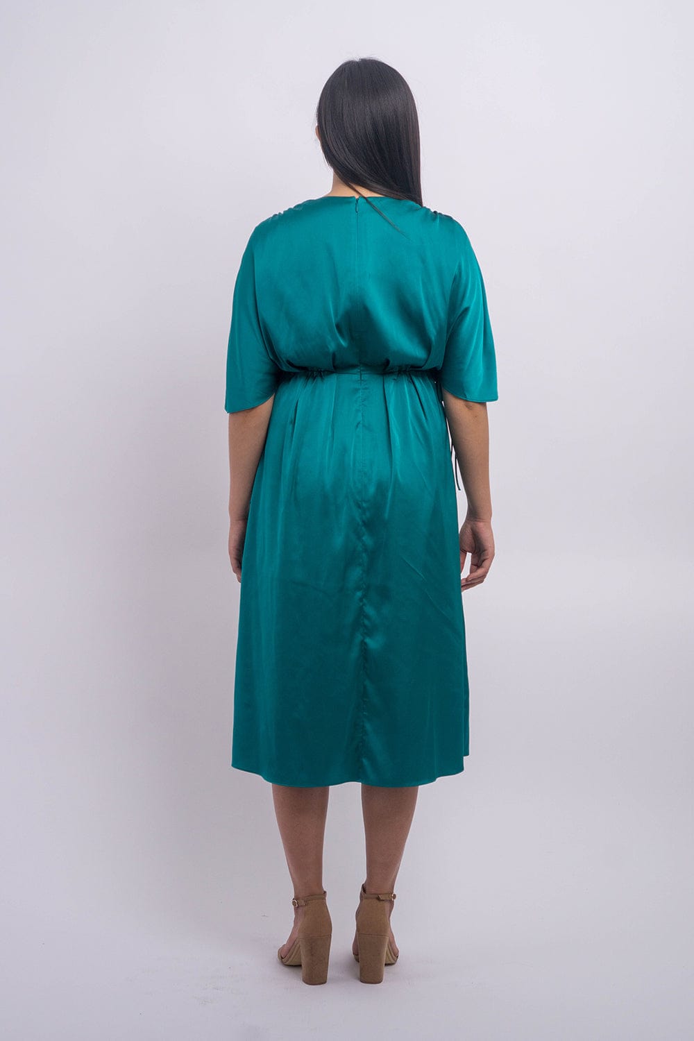 Chloe Dao DRESSES Hunter Green Satin Kasumi Midi Dress