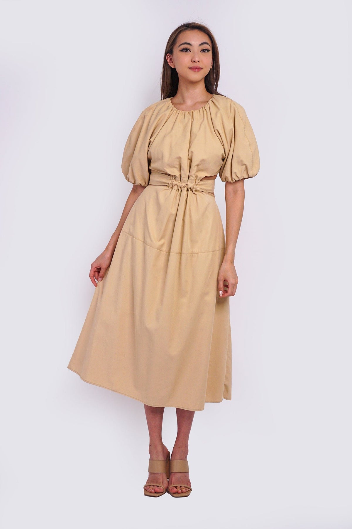 DCD Dresses Khaki Side Cut Out