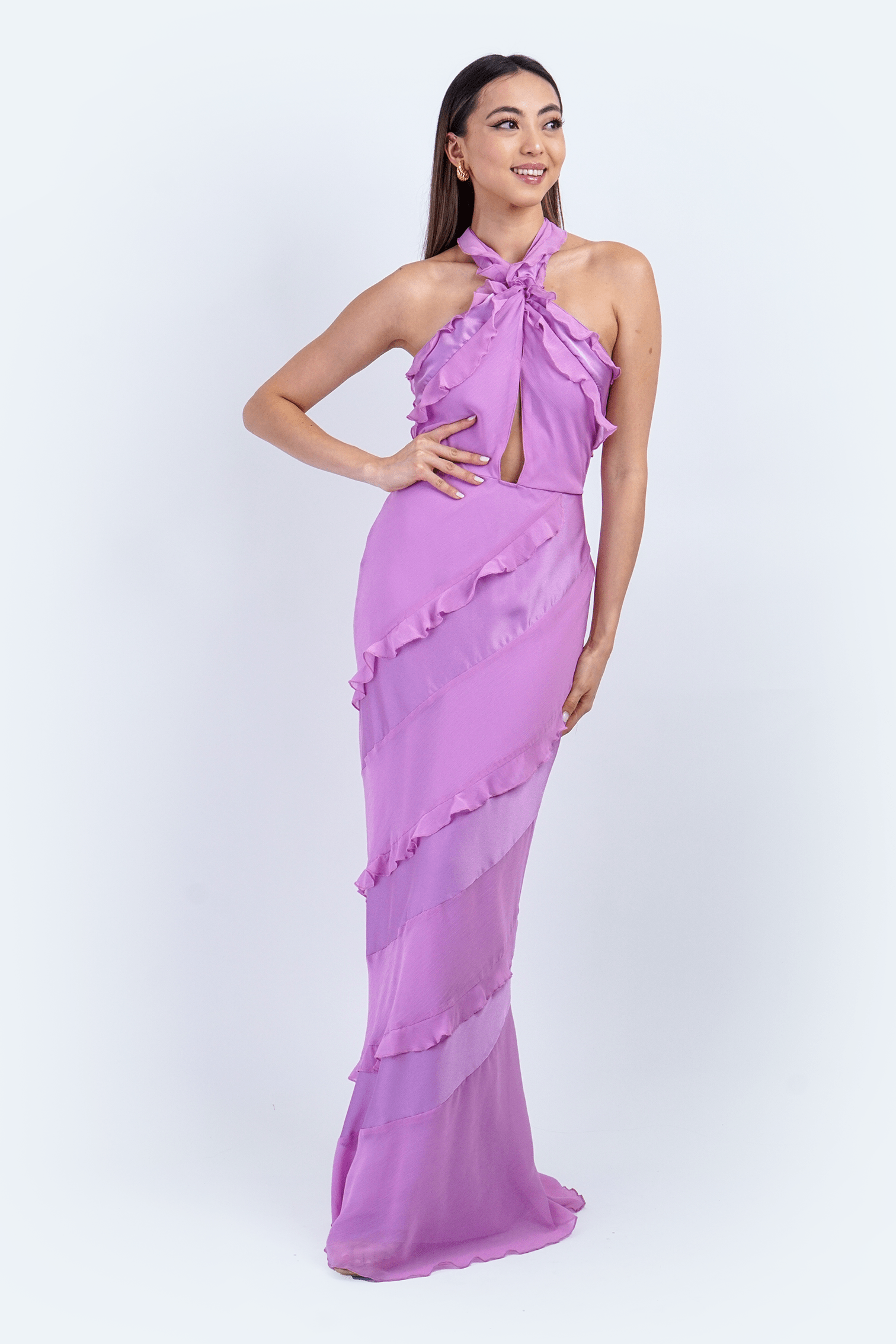 Chloe Dao DRESSES Lavender Ruffle Halter Gown