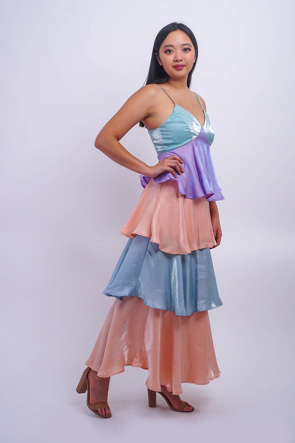 DCD Dresses Multi Pastel ColorBlock Maxi Dress