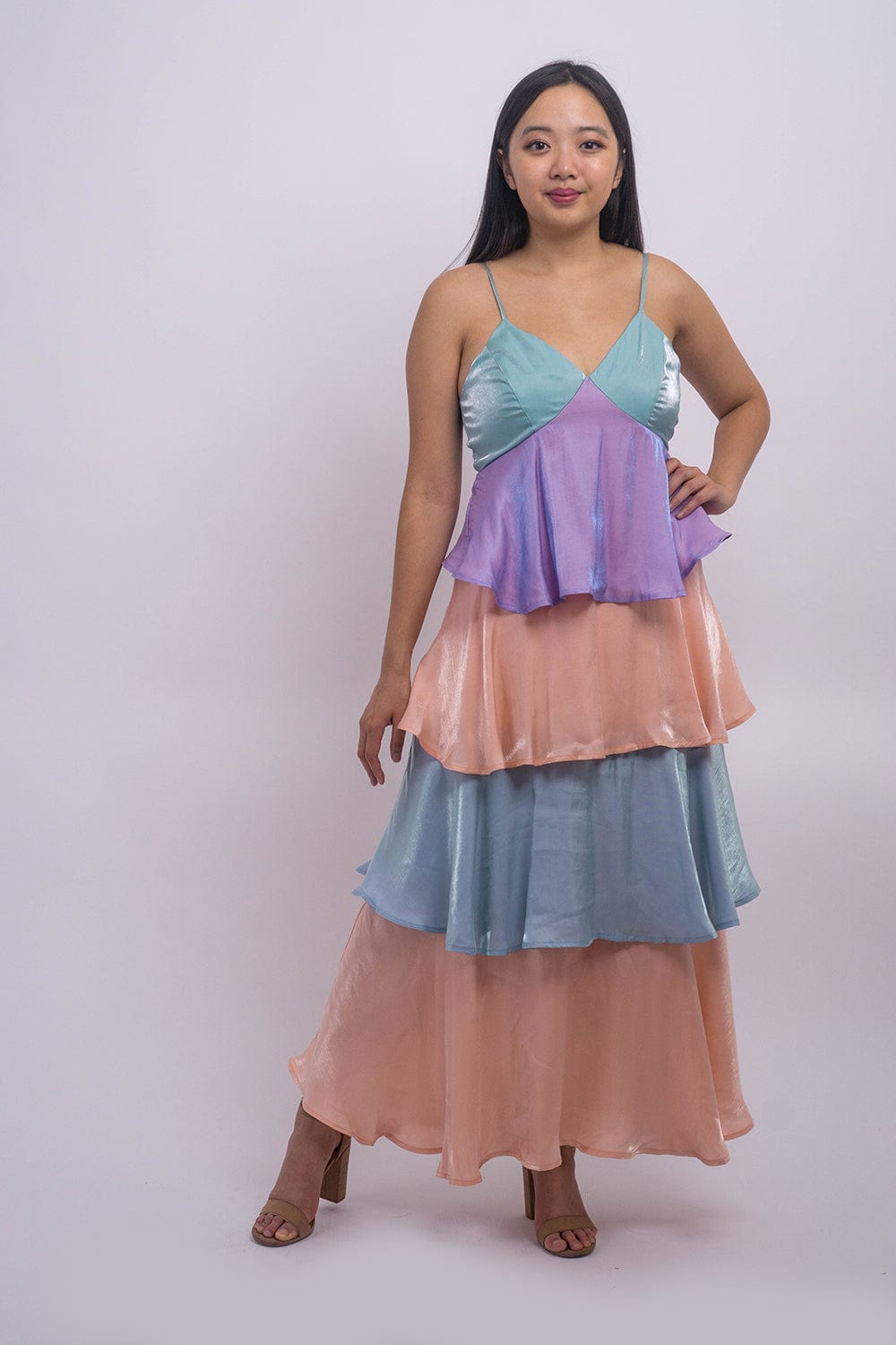 DCD Dresses Multi Pastel ColorBlock Maxi Dress