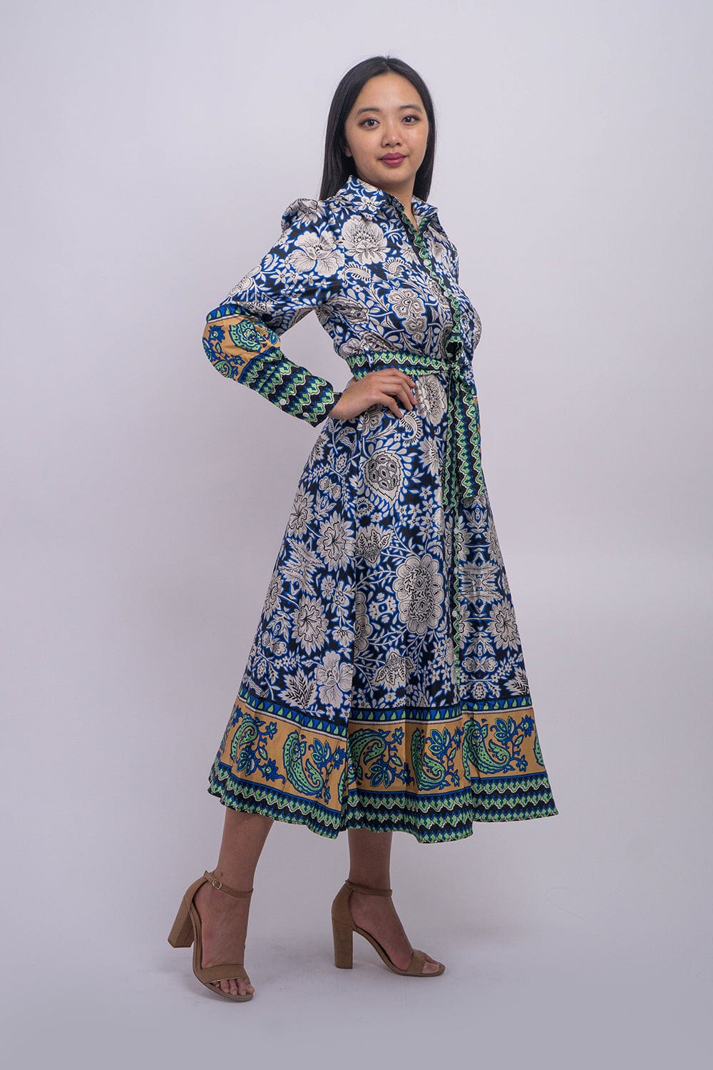 DCD DRESSES Navy Border Shirt Maxi Dress