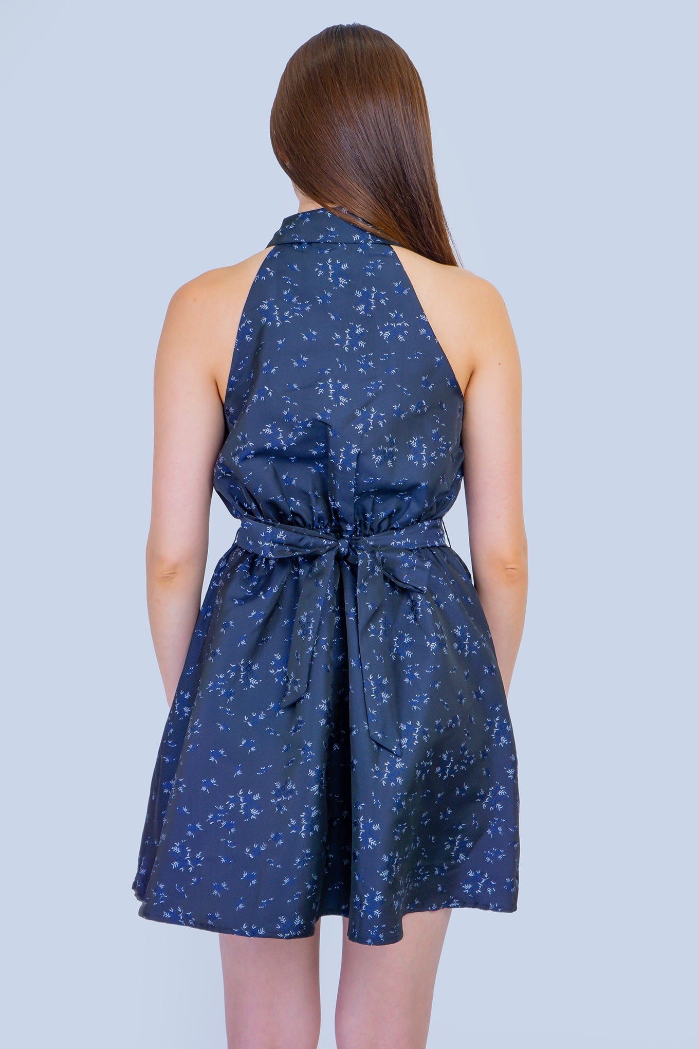 DCD DRESSES Navy Dreamy Midnight Floral Tie-Waist Halter Dress