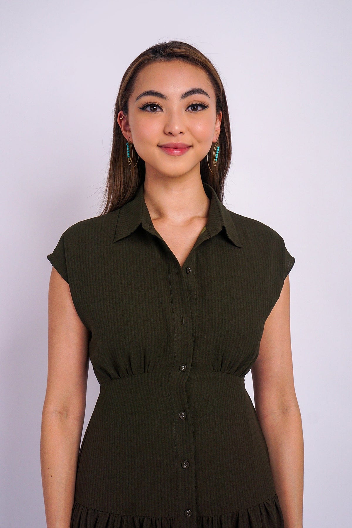 Chloe Dao DRESSES Olive Stripe Forever Alita Shirt Dress