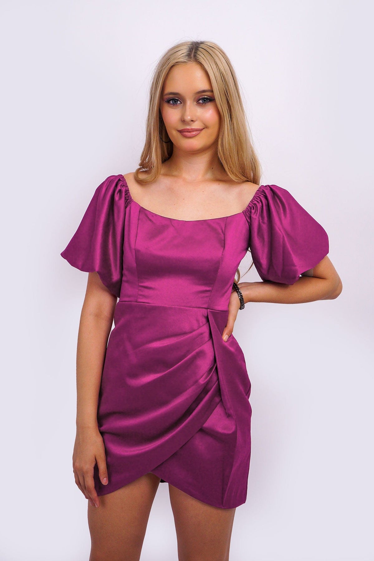 DCD DRESSES Orchid  Off Shld Mini Drape Dress