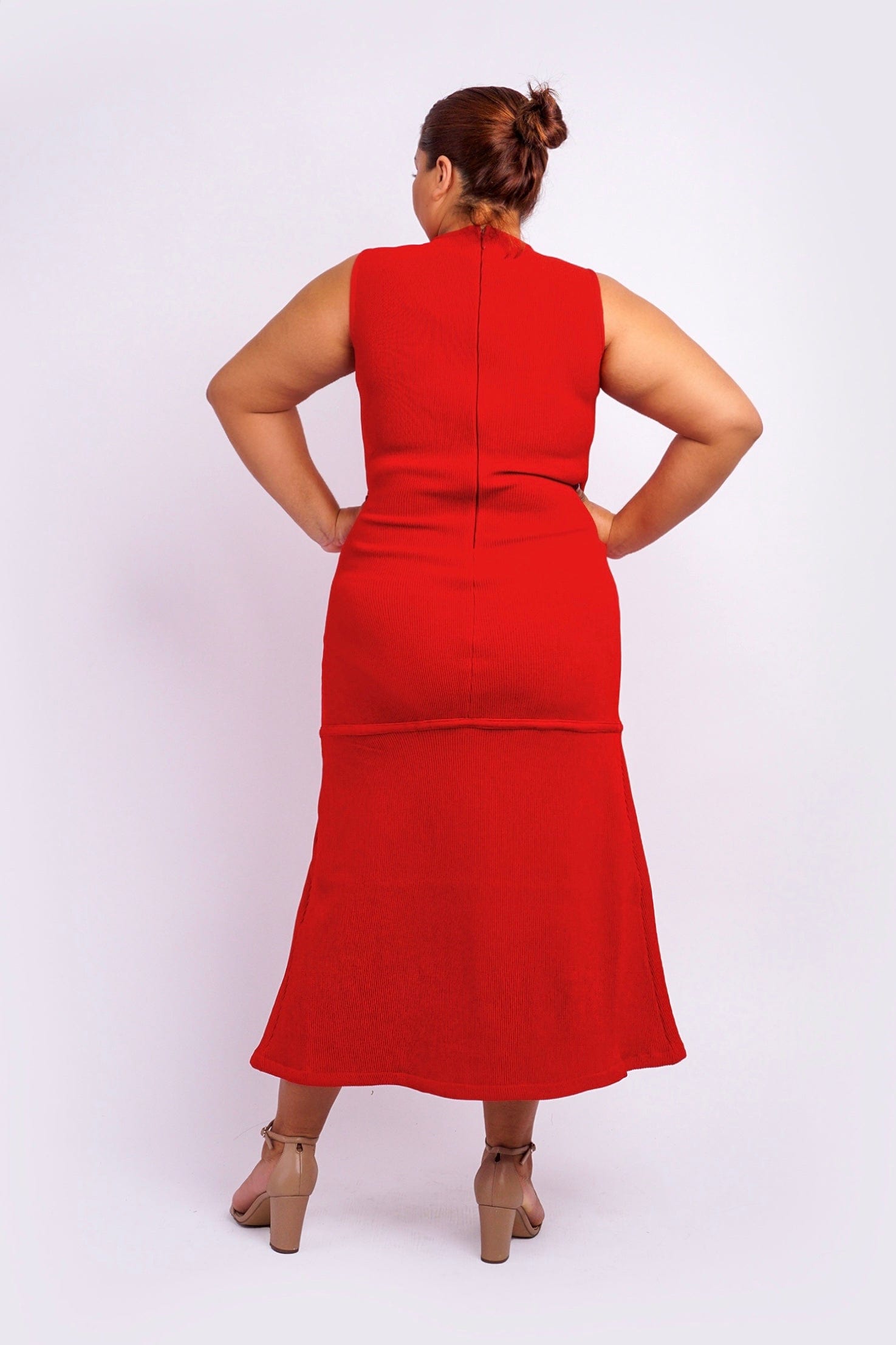 DCD DRESSES Plus Red Grommet Lace Up Dress Maxi