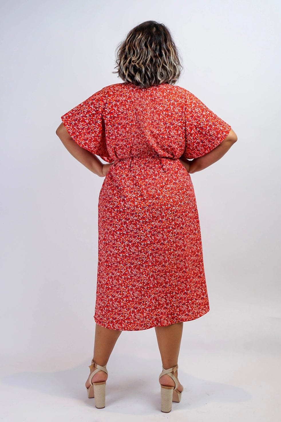 DCD DRESSES Red Pasley Floral Kasumi Midi Dress