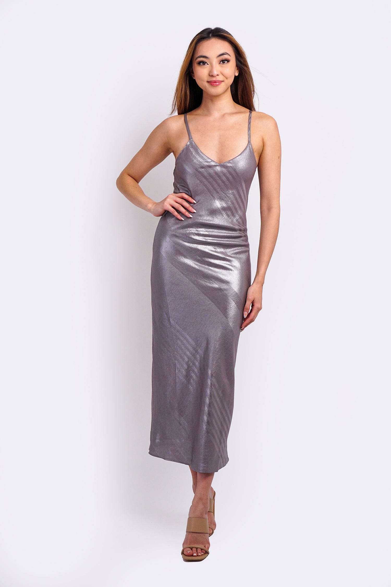 Silver Bias Cami Slip Dress - Chloe Dao