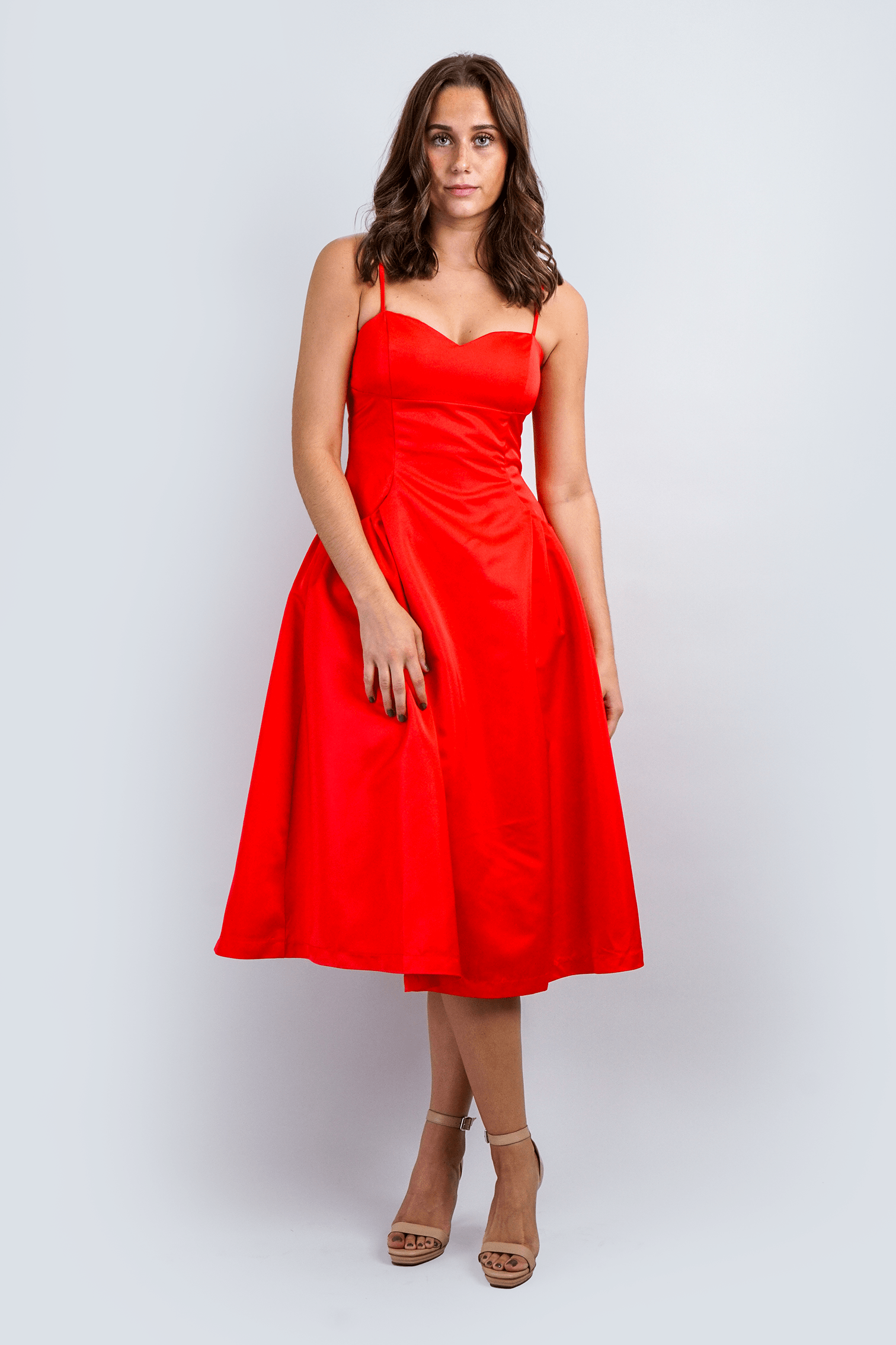 Chloe Dao DRESSES Sweetheart Corset Red Midi Dress
