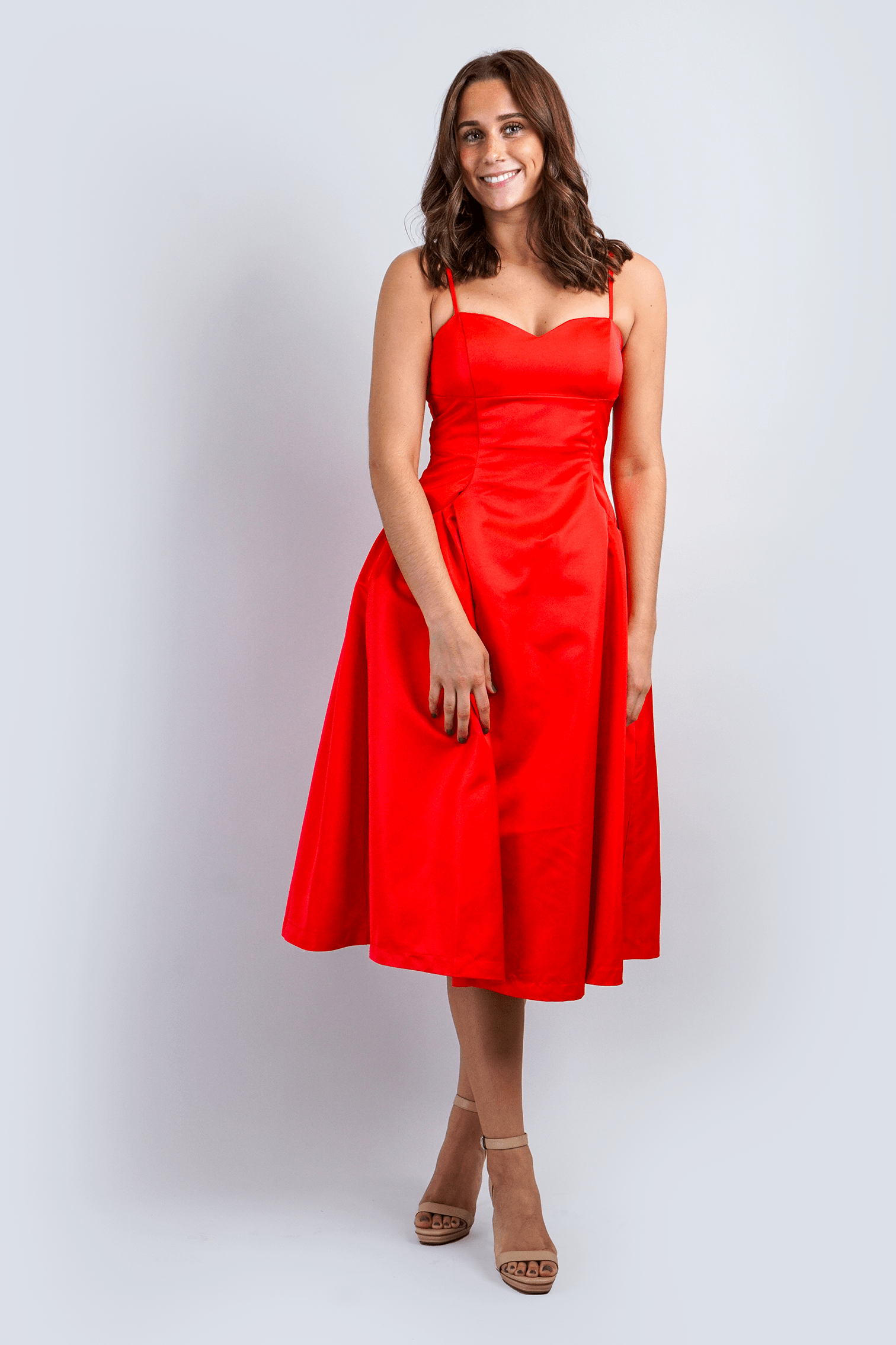 Chloe Dao DRESSES Sweetheart Corset Red Midi Dress