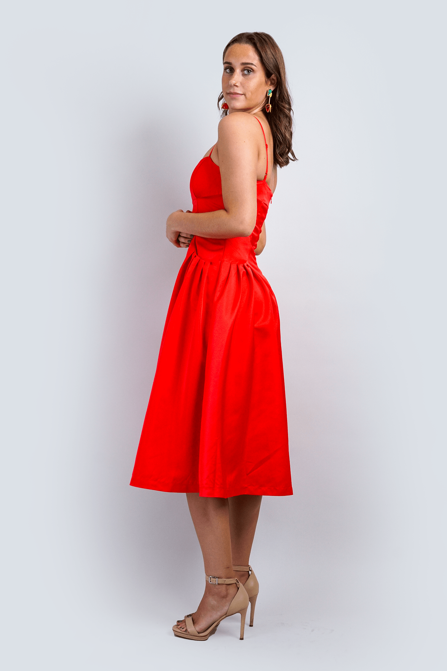 Chloe Dao DRESSES Sweetheart Corset Red Midi Dress