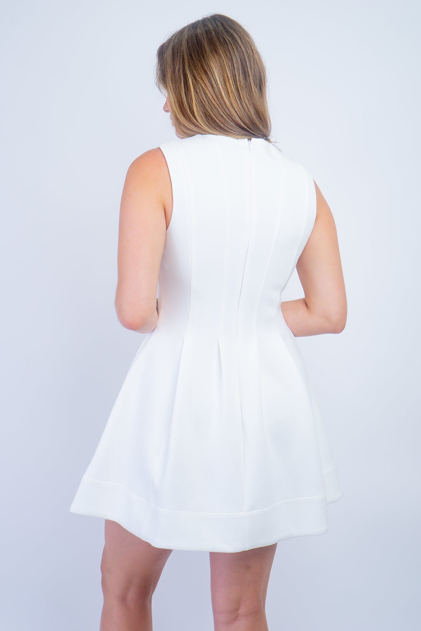 DCD DRESSES White Rhinestone Skater Dress