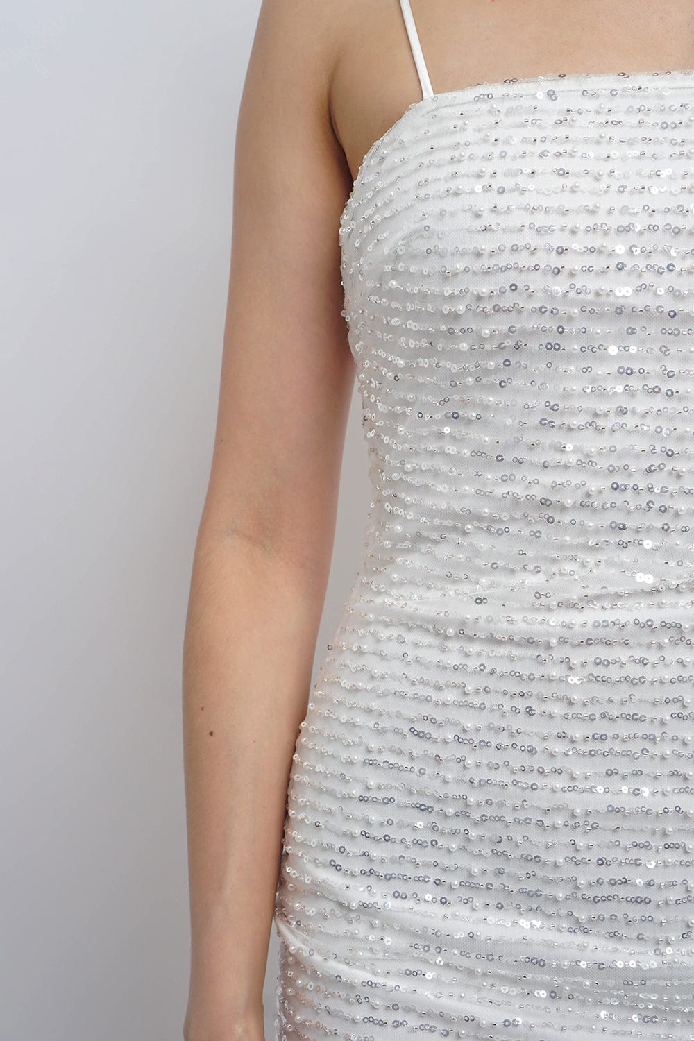 DCD DRESSES White Silver Sequin Dress