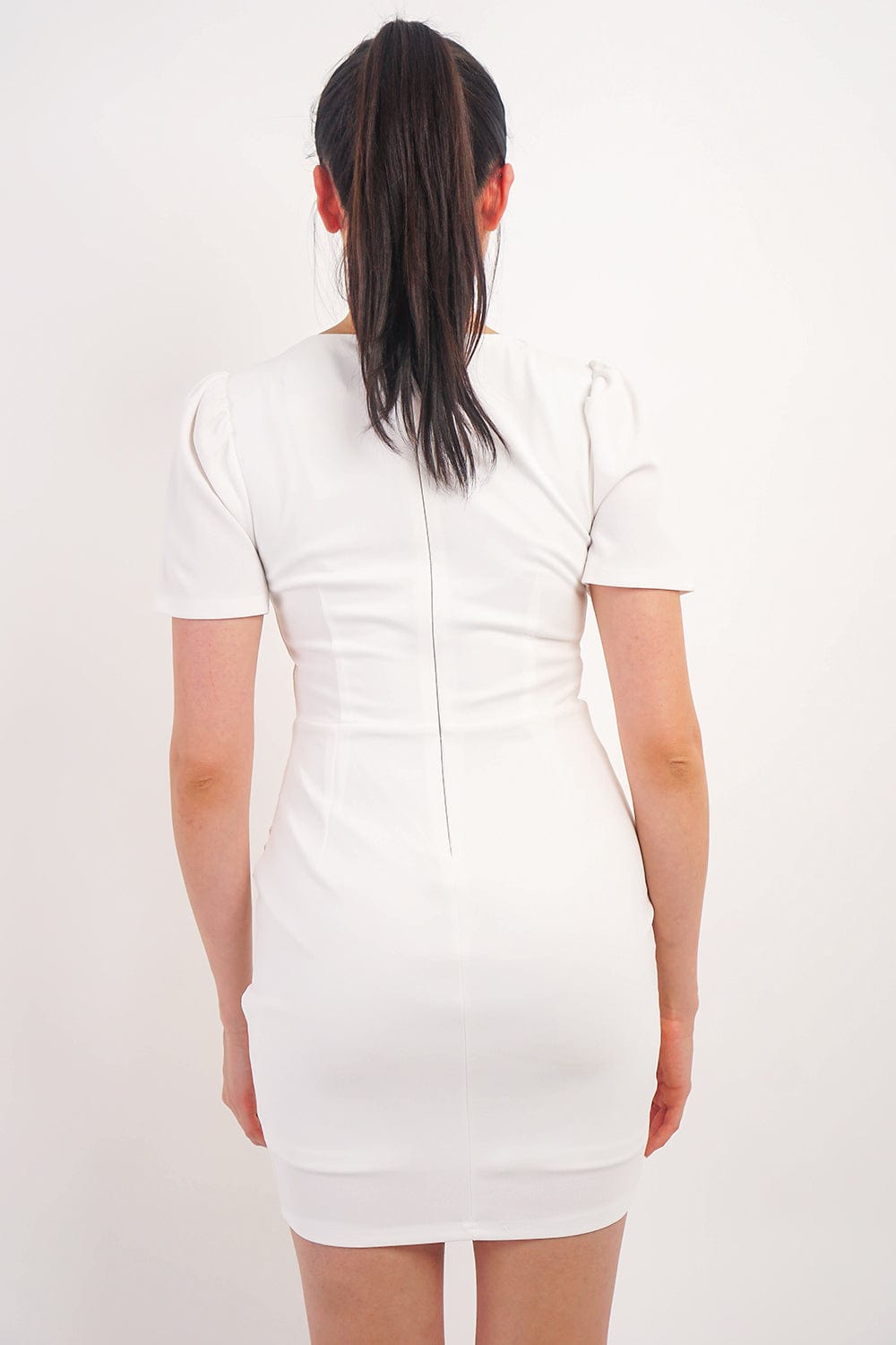 DCD DRESSES White V-neck Mini Bodycon Dress