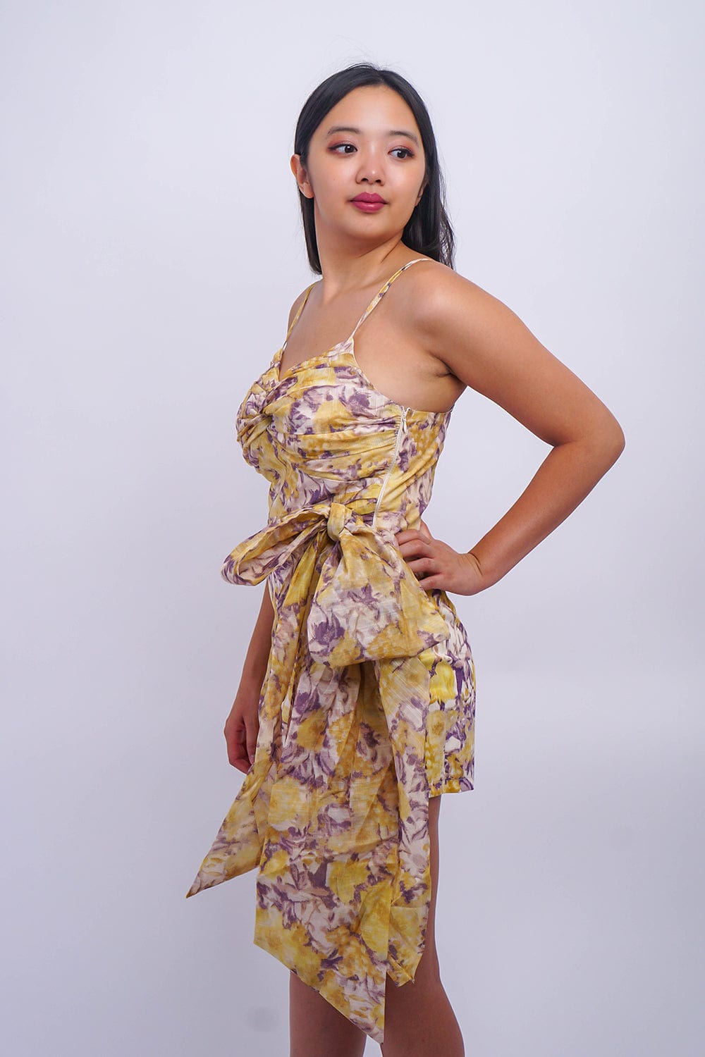 DCD DRESSES Yellow High Tide Spaghetti Strap Wrap Playsuit