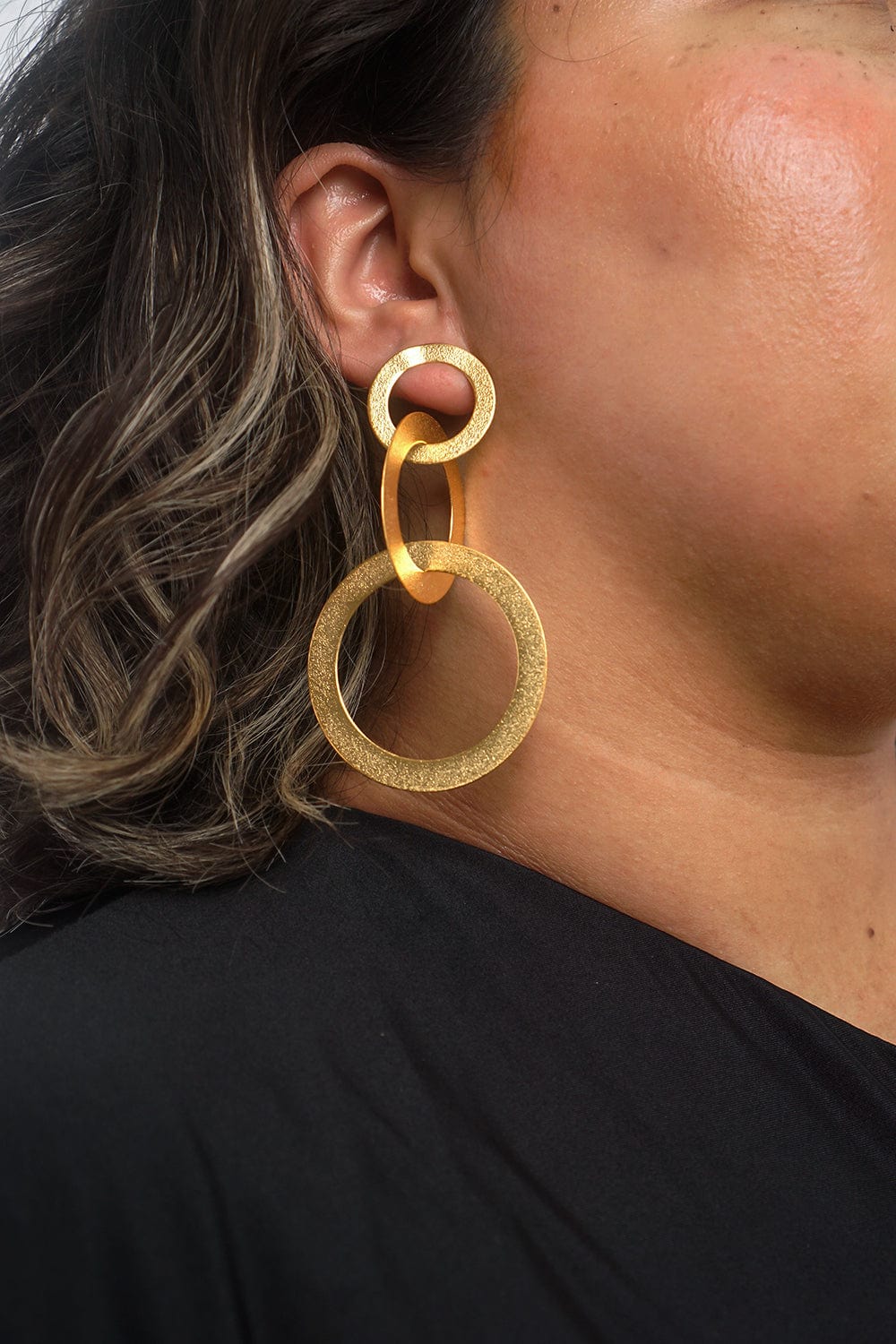 DCD EARRINGS 1 Long Gold Circle Earrings