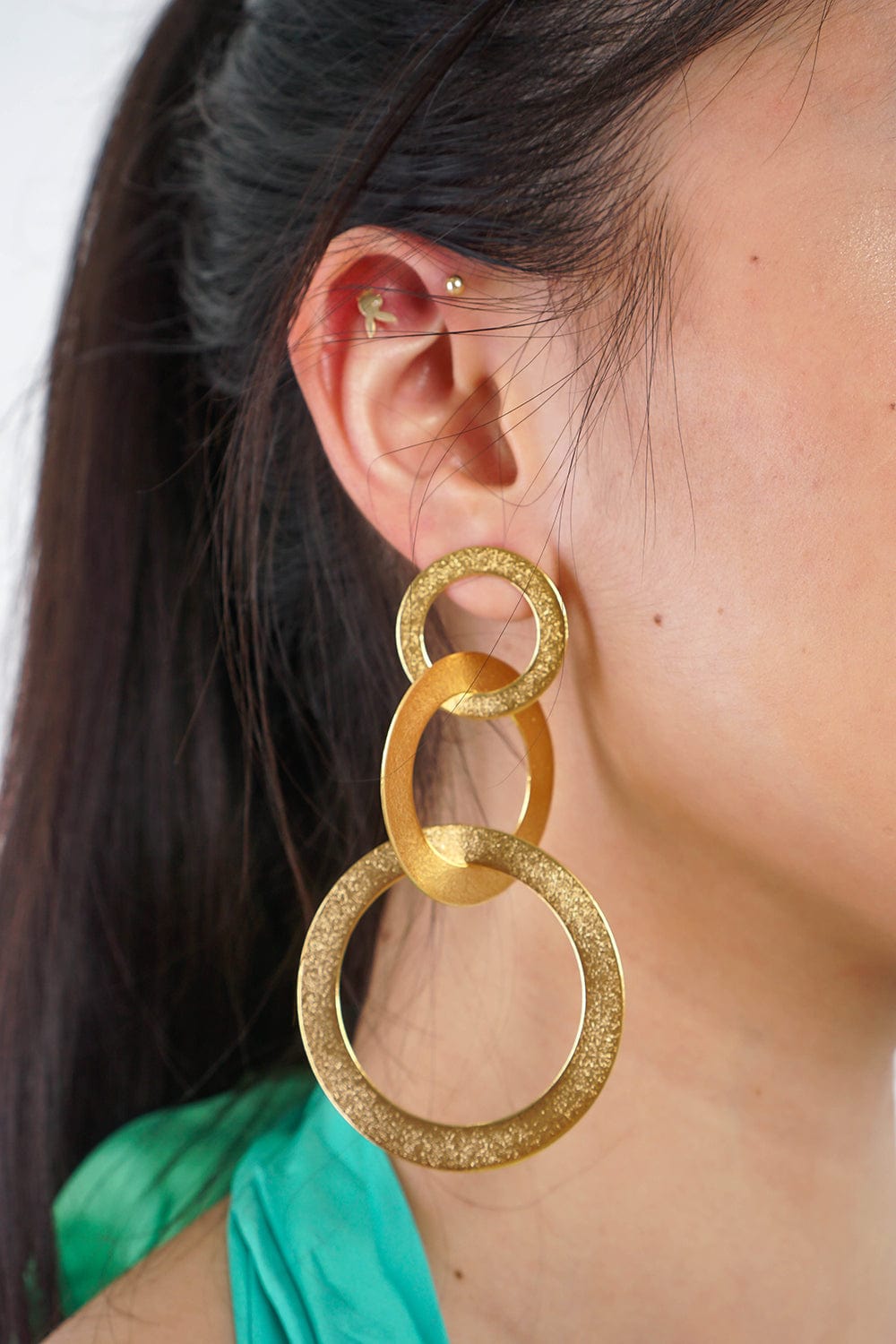 DCD EARRINGS 1 Long Gold Circle Earrings