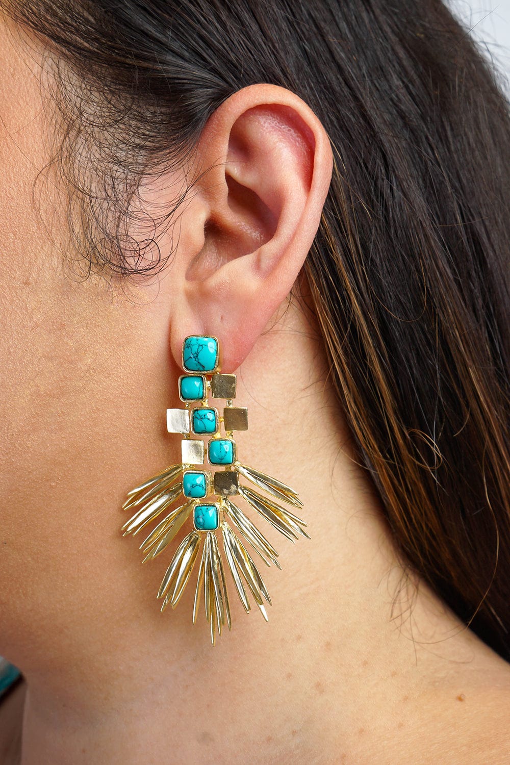 DCD EARRINGS Fire Cracker Blue Raw Natural Turquoise Earrings