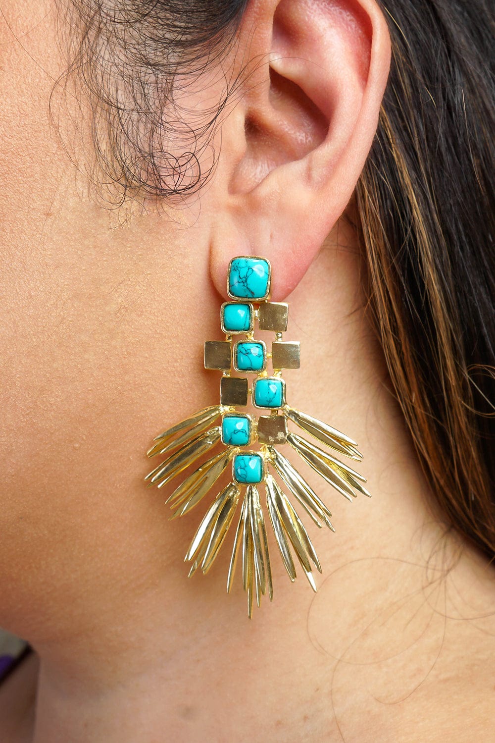 DCD EARRINGS Fire Cracker Blue Raw Natural Turquoise Earrings