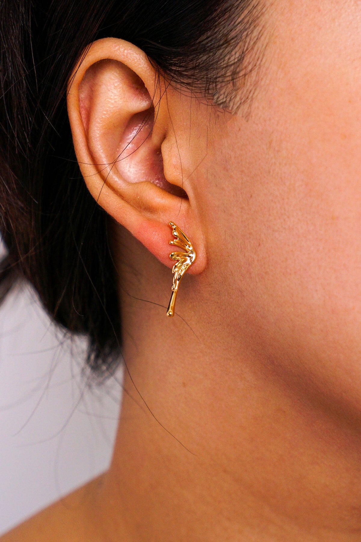 DCD EARRINGS Gold Asymmetric Butterfly Wings Stud Earrings