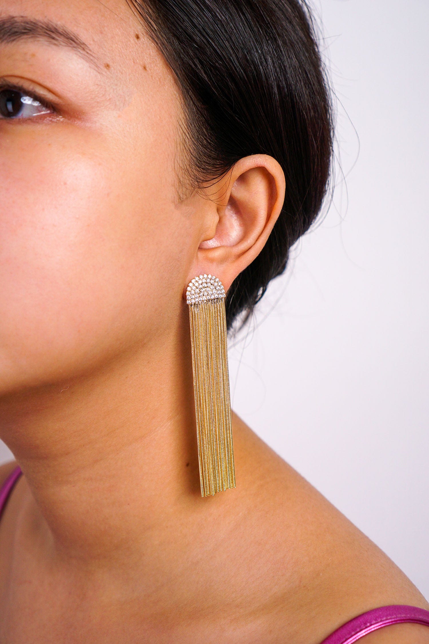 DCD EARRINGS Gold  Diamond Chain Tassel Earrings