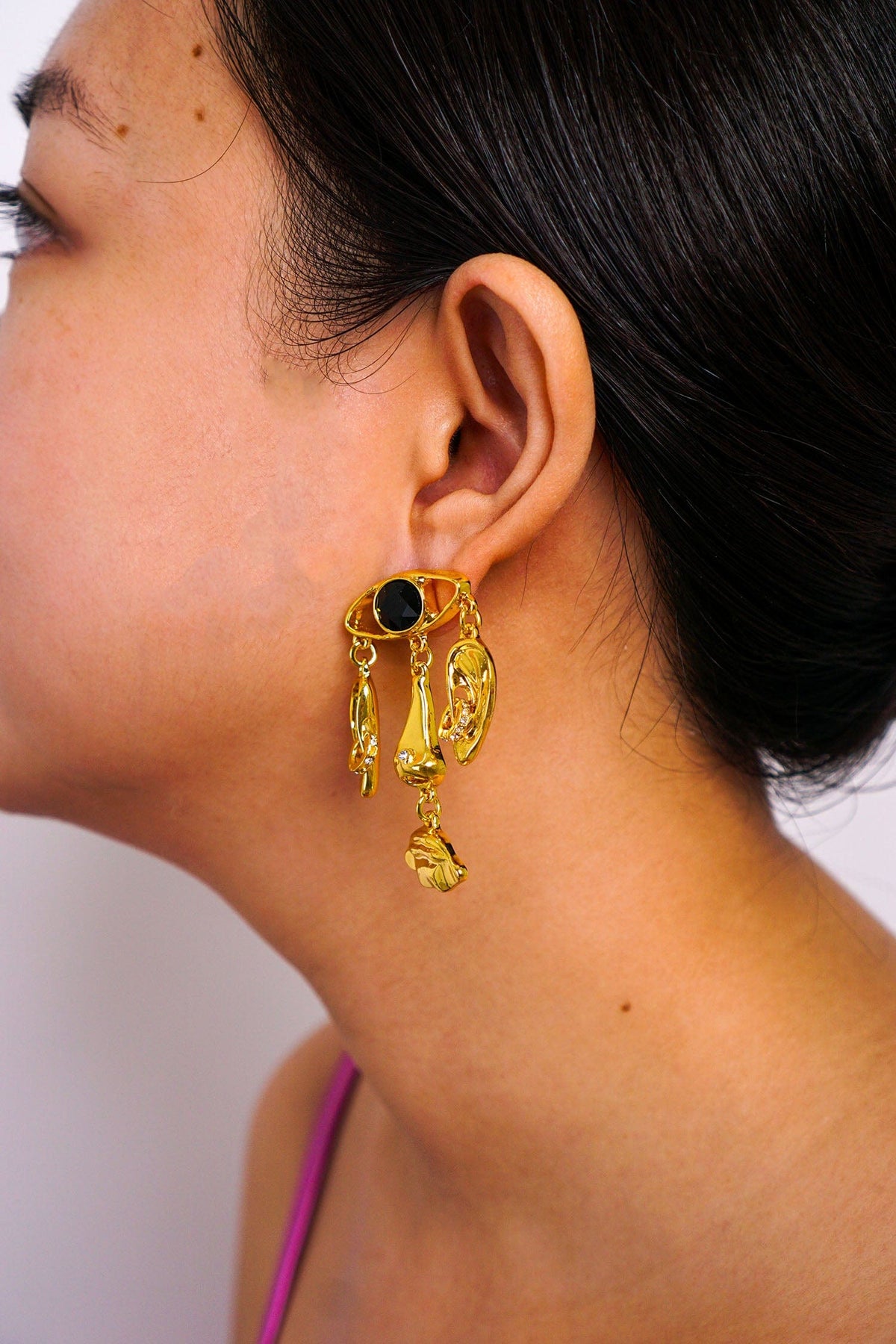 DCD EARRINGS Gold Geometric Eyes Ears Lips Earrings