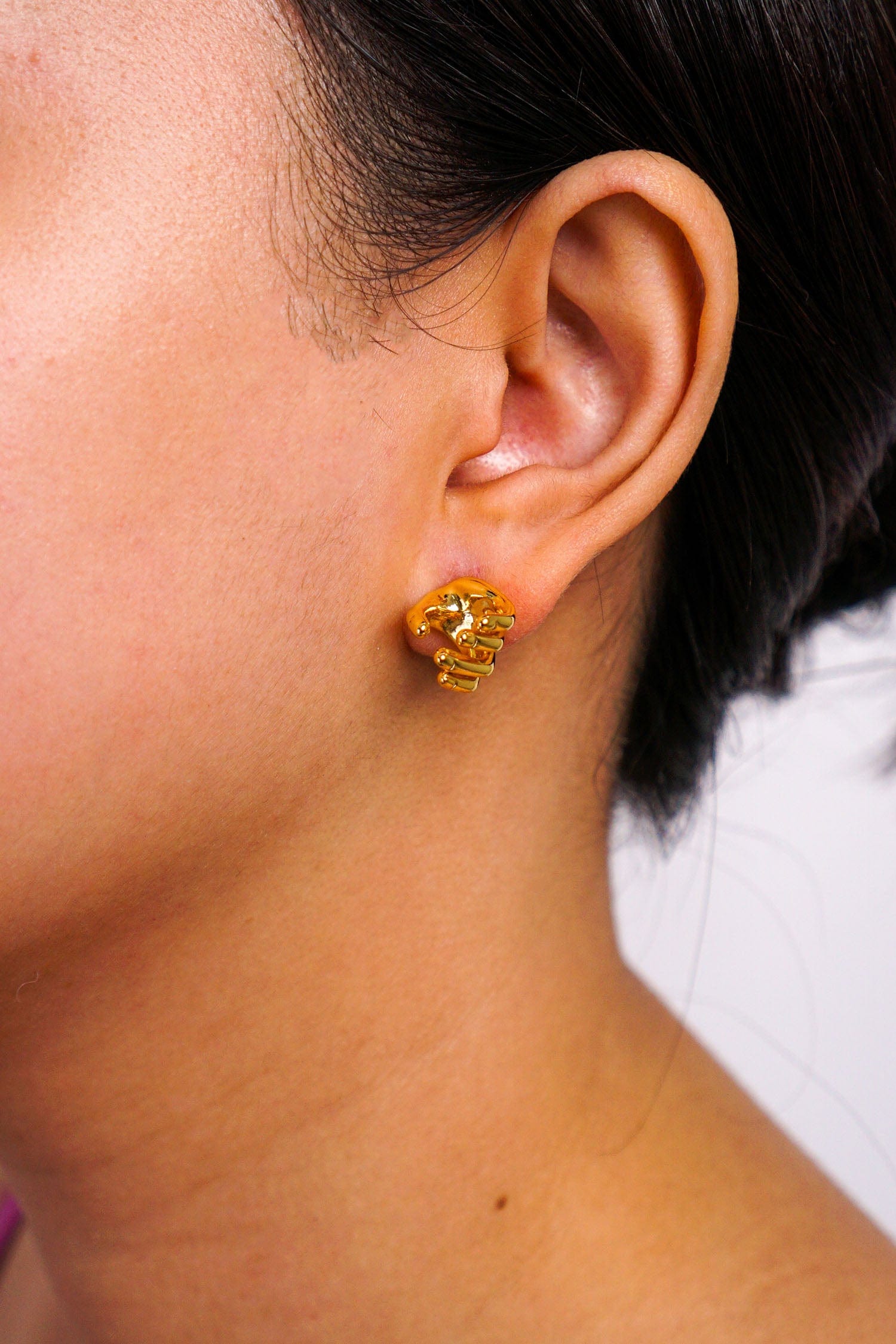 DCD EARRINGS Gold Geometric Hand Stud Earrings
