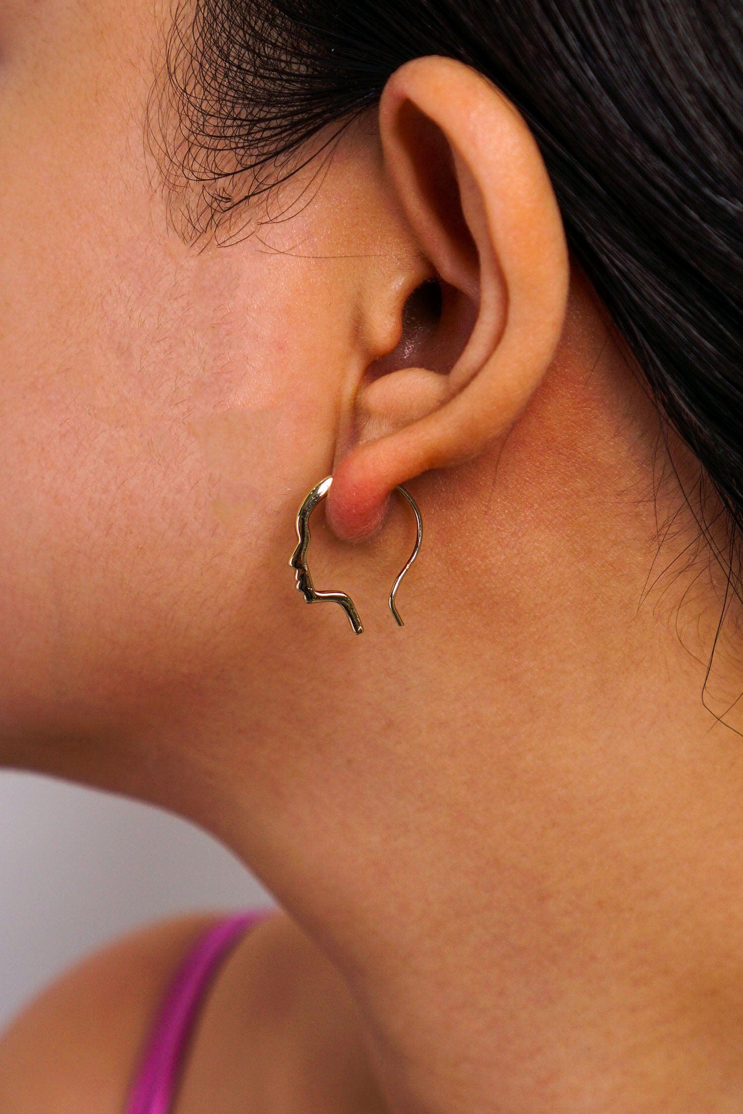 DCD EARRINGS Gold Human Face Shape Earring